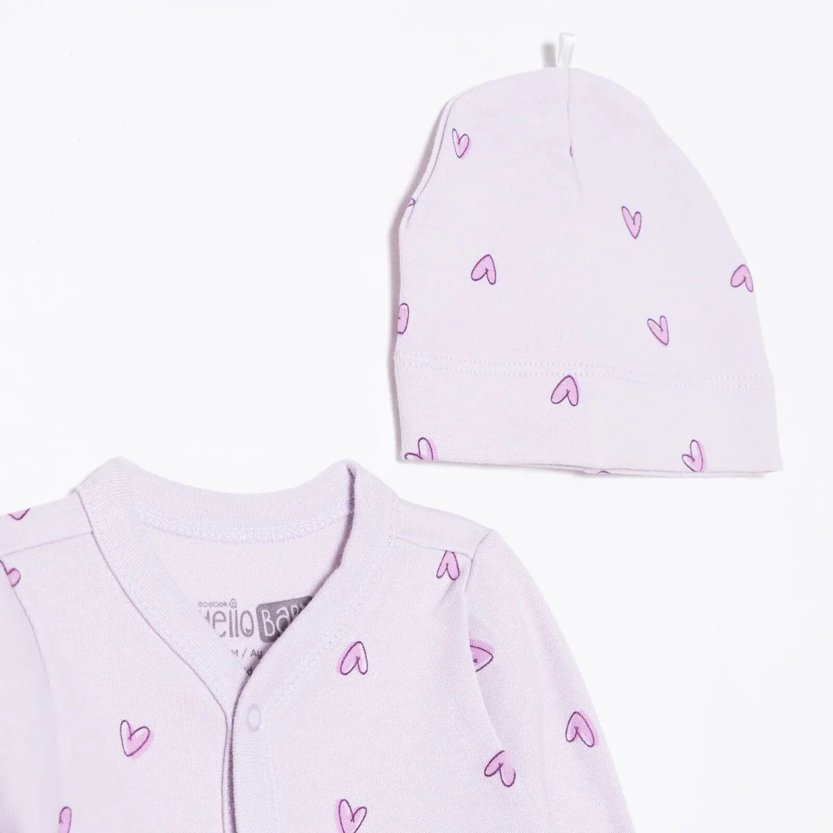 HelloBaby Newborn Jumpsuit-Hat - Lilac Printed - Image 3