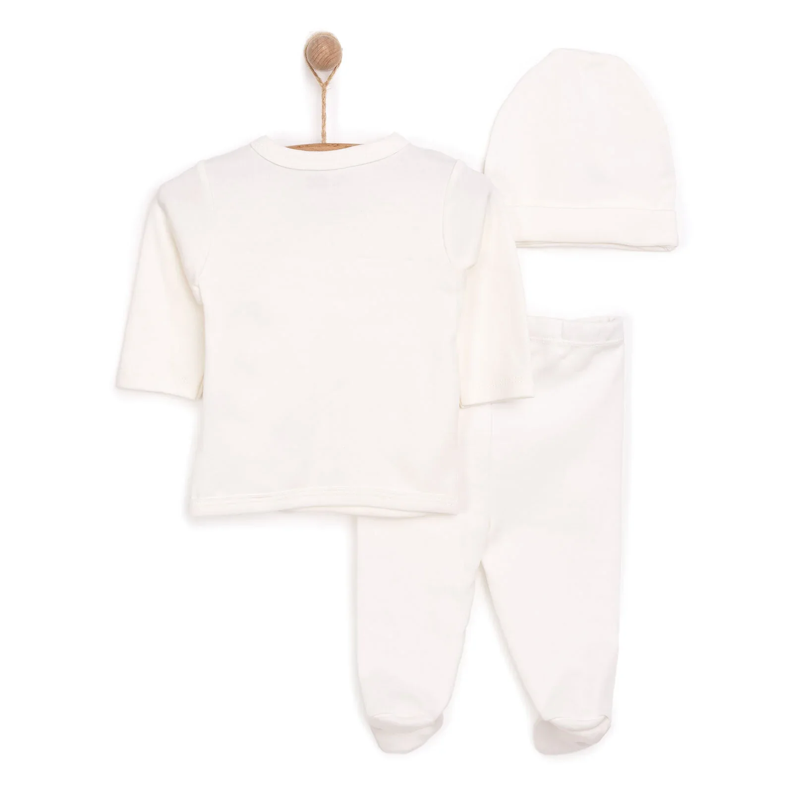 HelloBaby Newborn Organic Wrapover Top-Hat - Ecru - Image 2