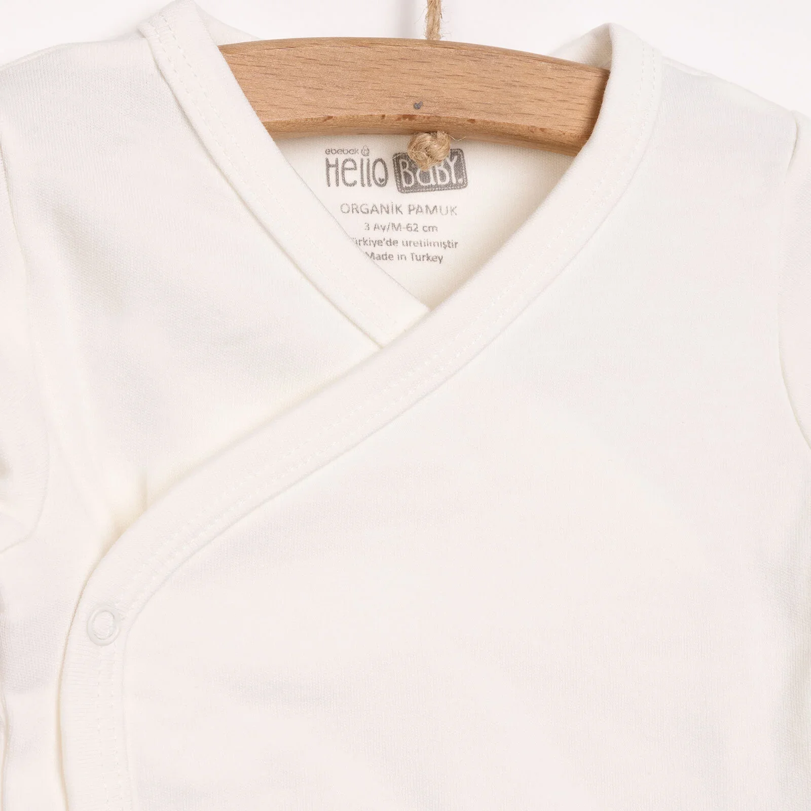 HelloBaby Newborn Organic Wrapover Top-Hat - Ecru - Image 3