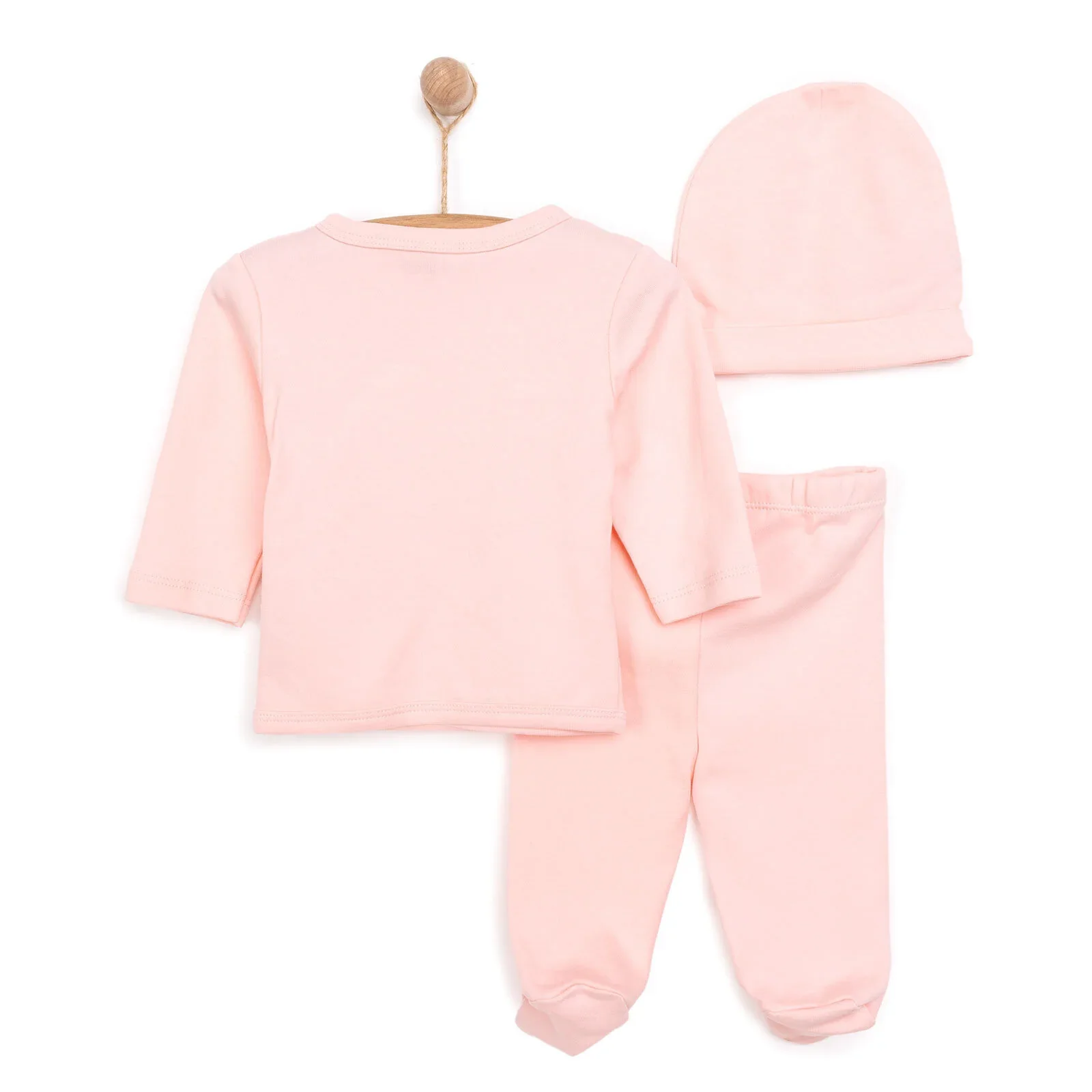 HelloBaby Newborn Organic Wrapover Top-Hat - Light Pink - Image 2
