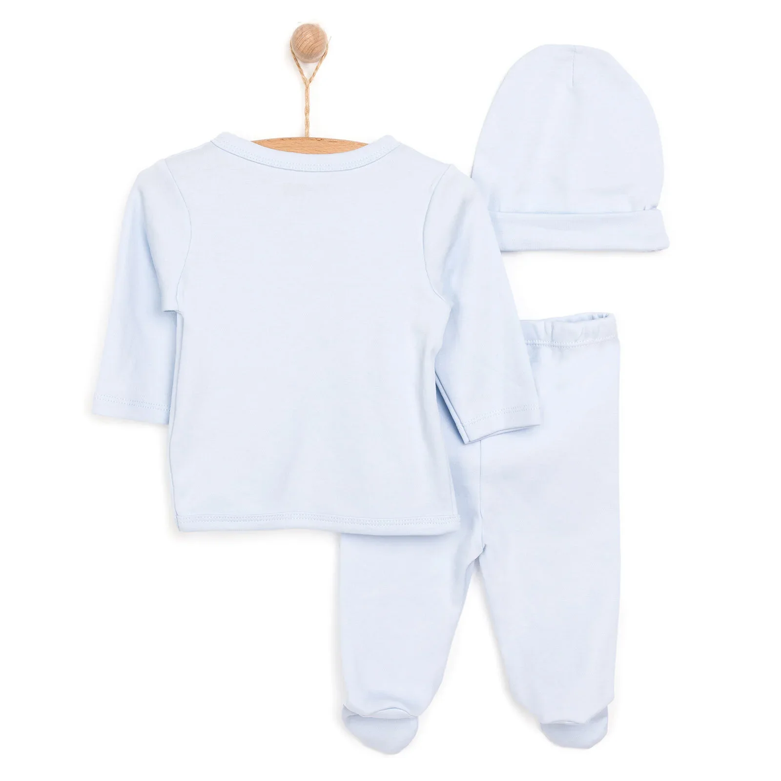 HelloBaby Newborn Organic Wrapover Top-Hat - Blue - Image 2