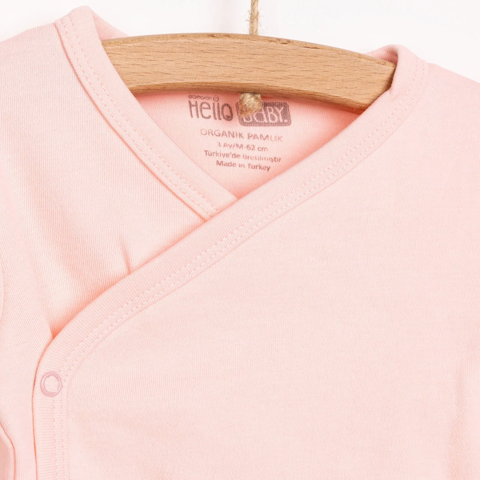 HelloBaby Newborn Organic Wrapover Top-Hat - Light Pink - Image 3