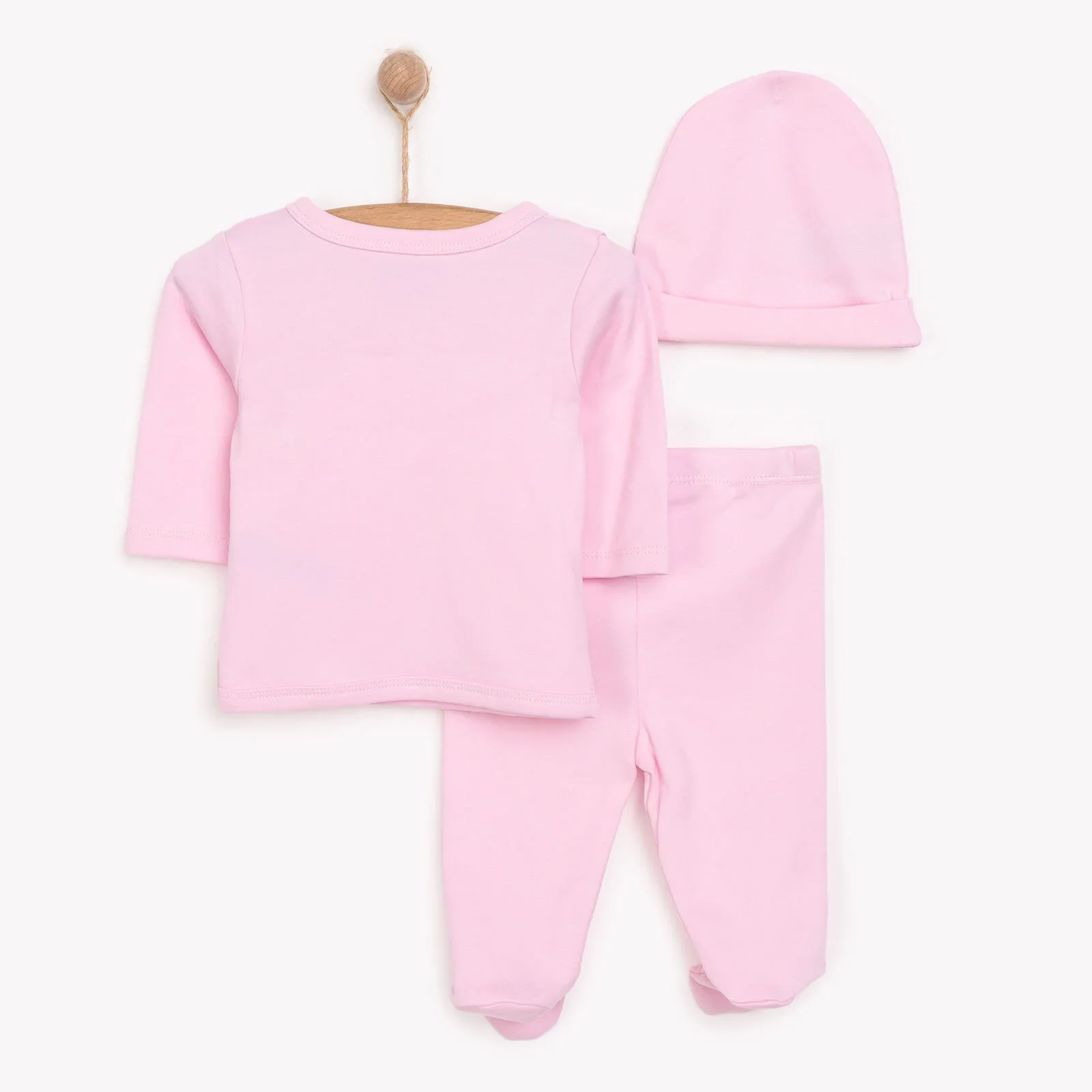 HelloBaby Newborn Organic Wrapover Top-Hat - Pink - Image 2