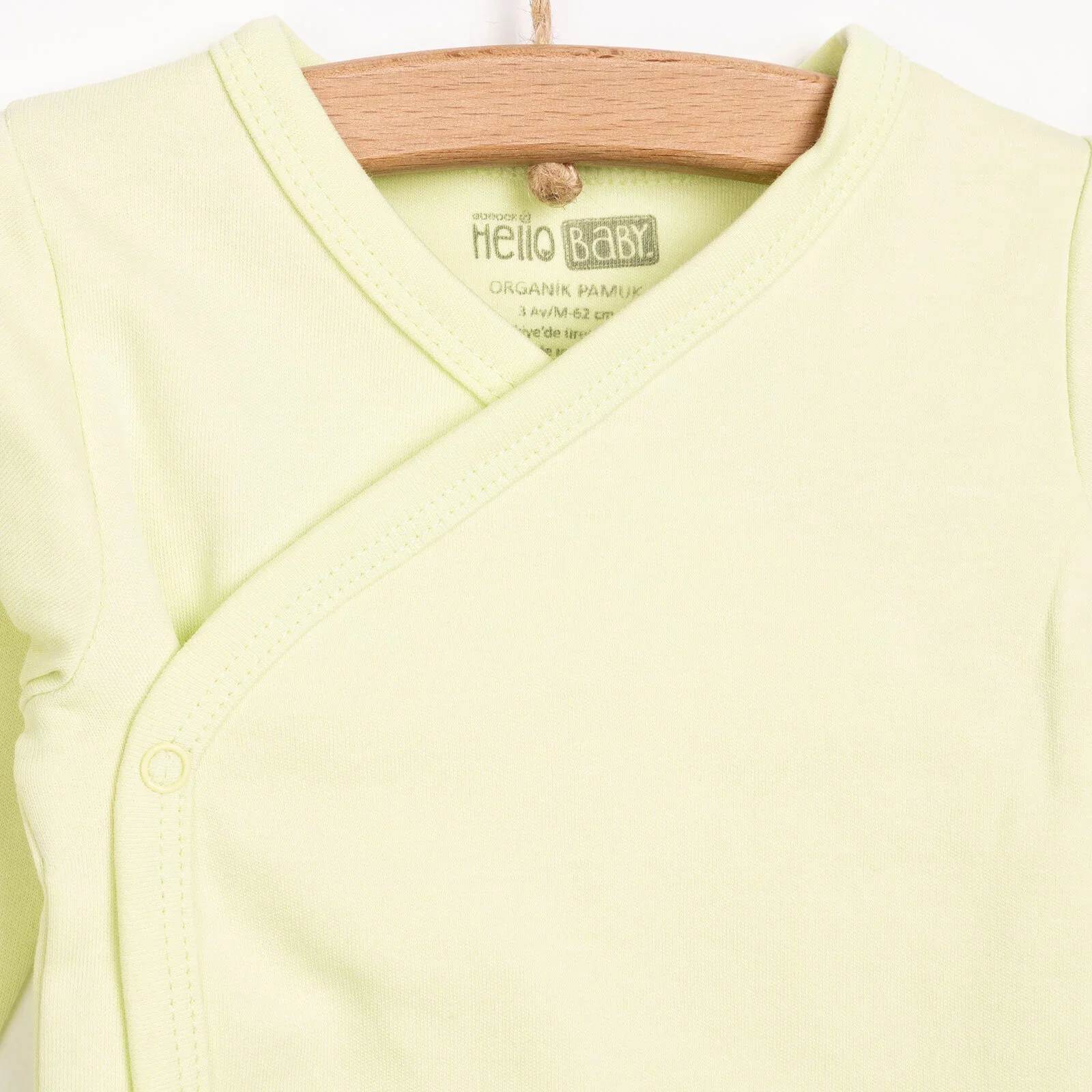 HelloBaby Newborn Organic Wrapover Top-Hat - Green - Image 3