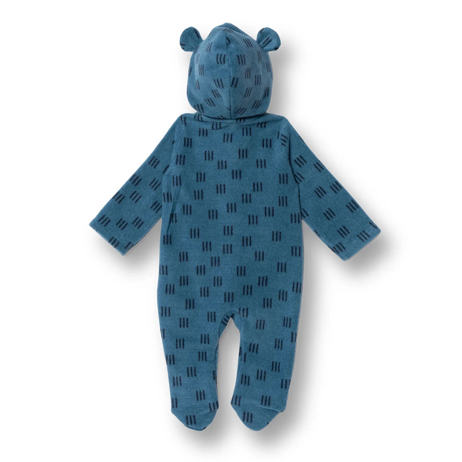 Baby Boy Fleece Footed Sleepsuit Animal Print Zip Fastening Hooded - Petrol Printed - Image 2