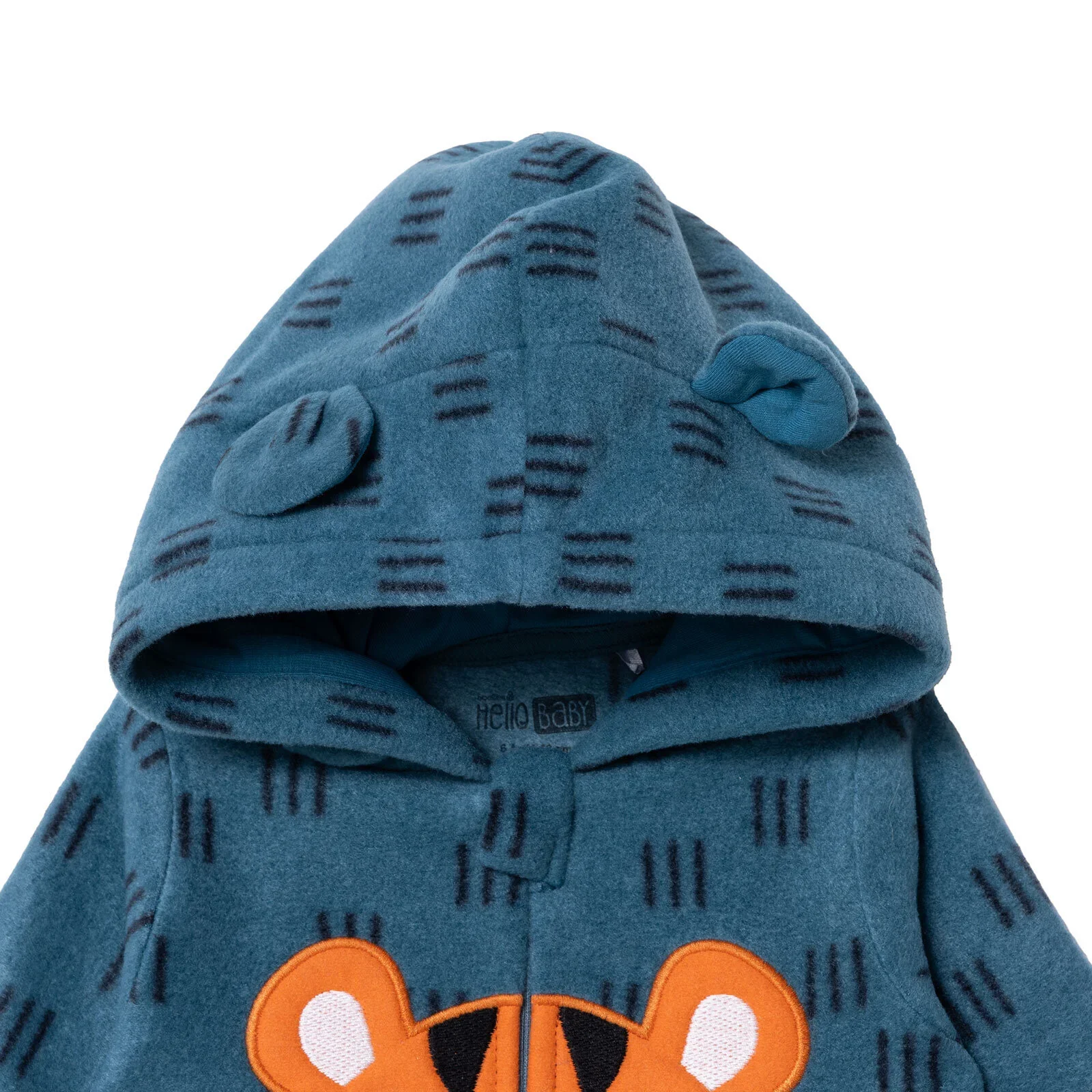 Baby Boy Fleece Footed Sleepsuit Animal Print Zip Fastening Hooded - Petrol Printed - Image 3