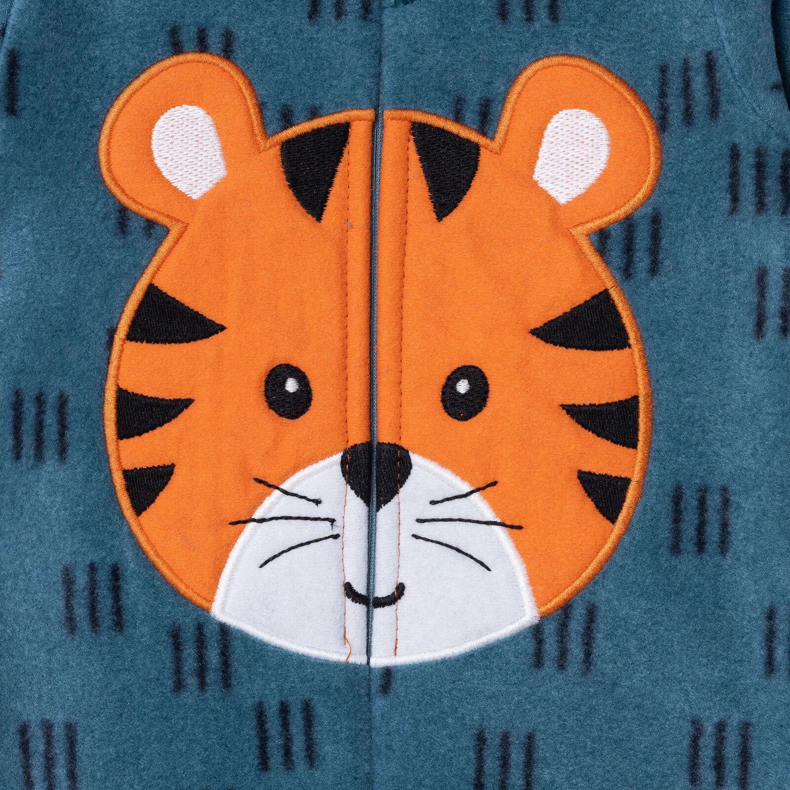 Baby Boy Fleece Footed Sleepsuit Animal Print Zip Fastening Hooded - Petrol Printed - Image 4