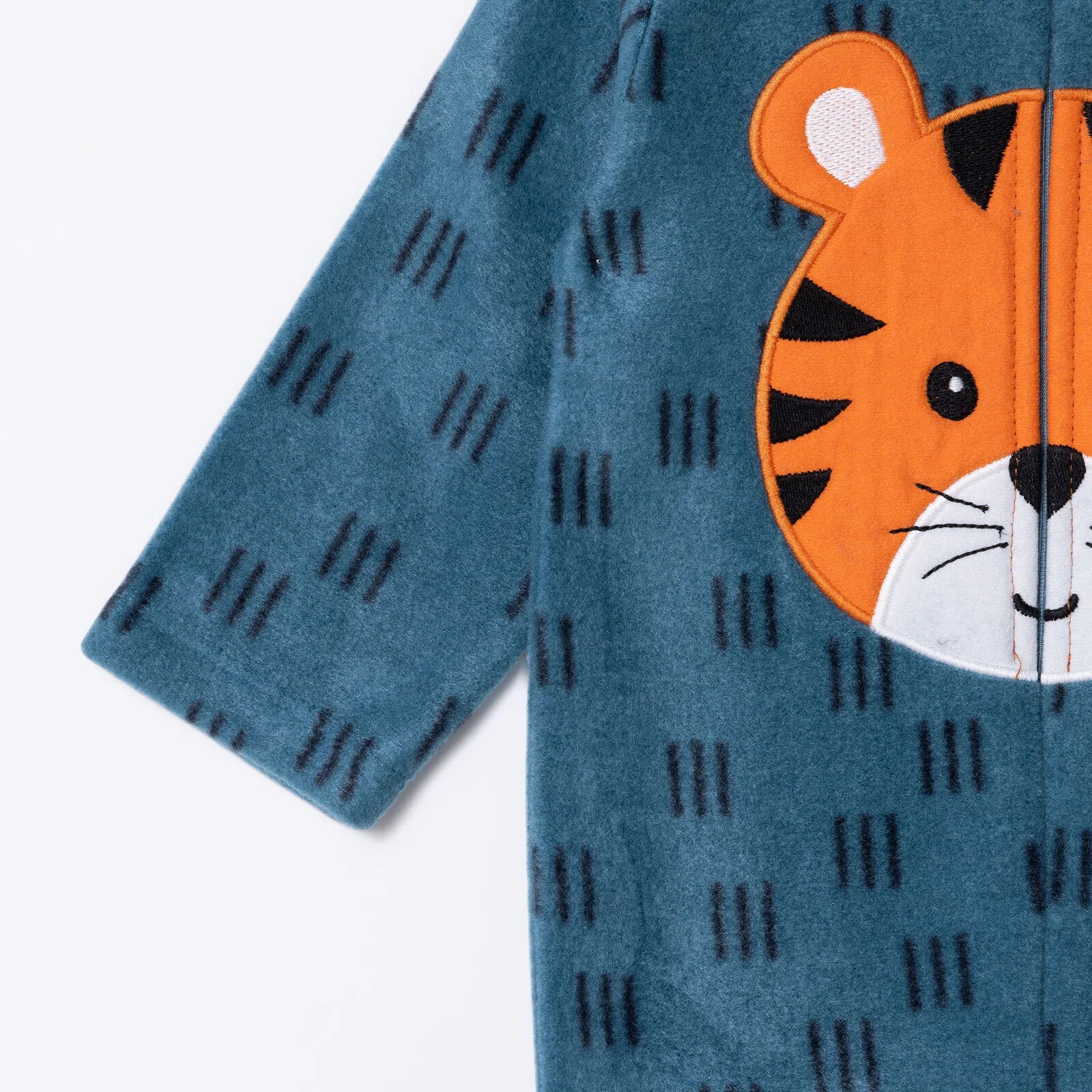Baby Boy Fleece Footed Sleepsuit Animal Print Zip Fastening Hooded - Petrol Printed - Image 5