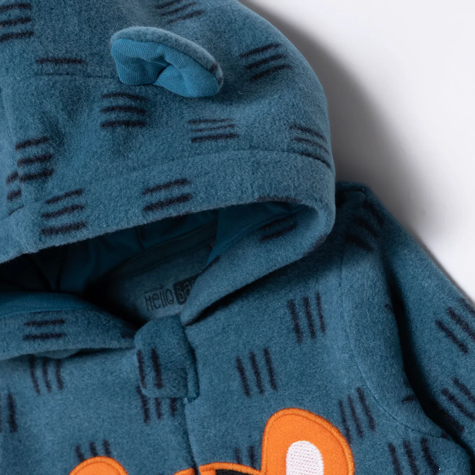 Baby Boy Fleece Footed Sleepsuit Animal Print Zip Fastening Hooded - Petrol Printed - Image 8