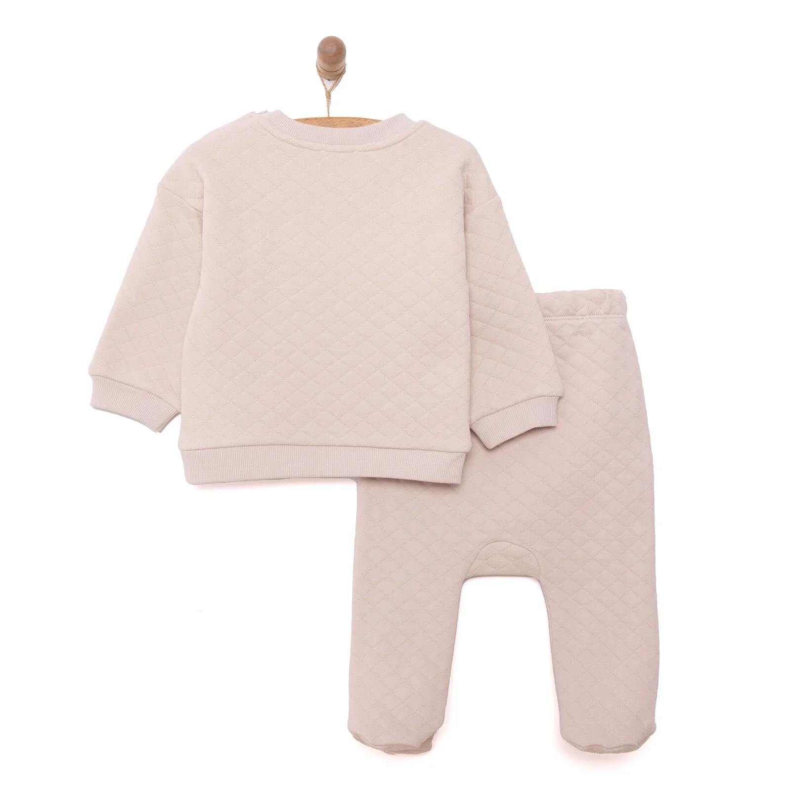 HelloBaby Newborn Quilted Sweatshirt-Footed Bottom - Grey - Image 2