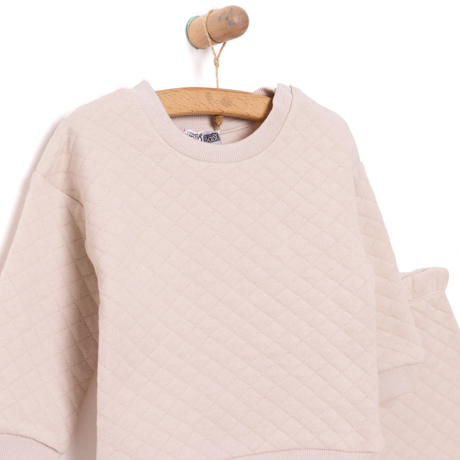HelloBaby Newborn Quilted Sweatshirt-Footed Bottom - Grey - Image 3