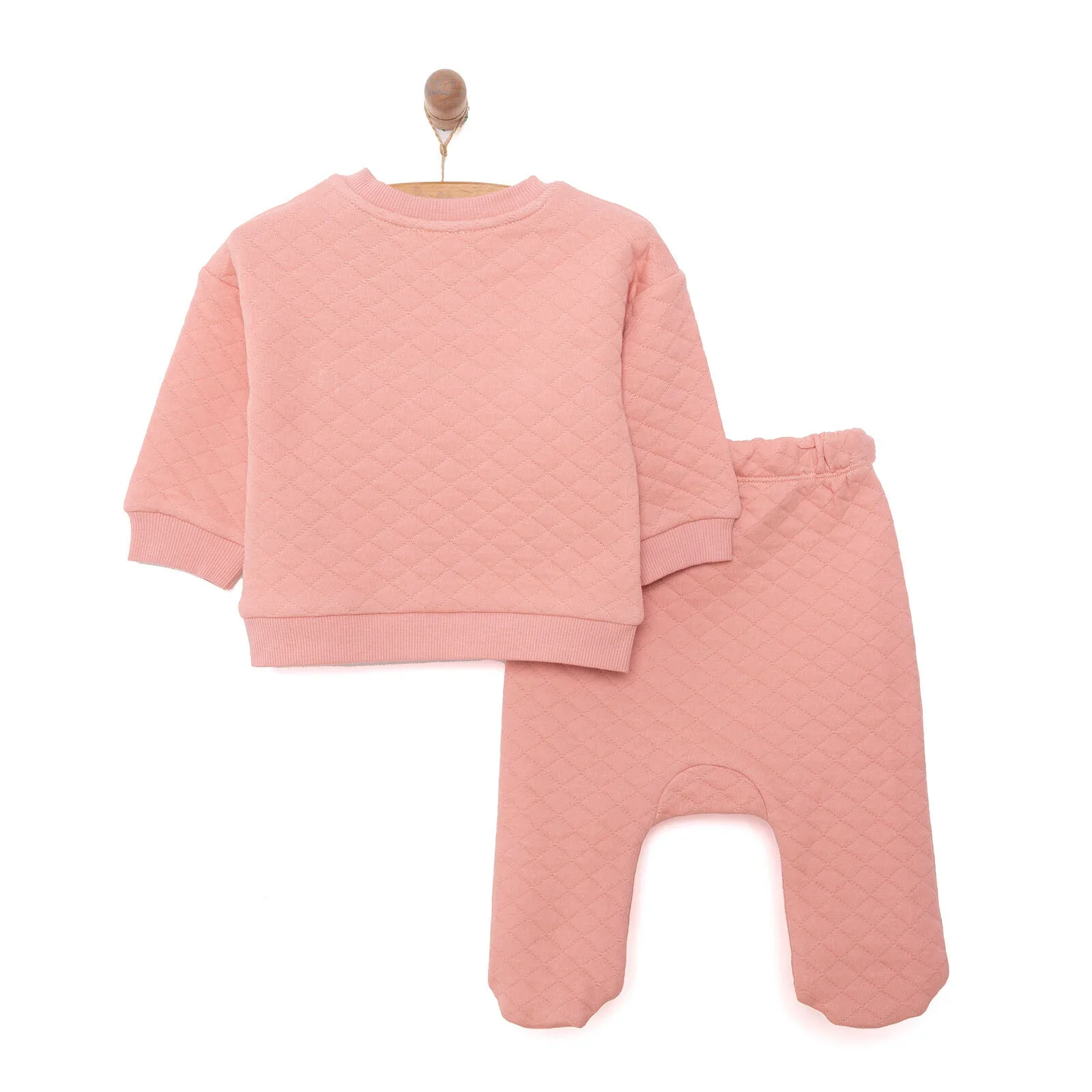 HelloBaby Newborn Quilted Sweatshirt-Footed Bottom - Dark Pink - Image 2
