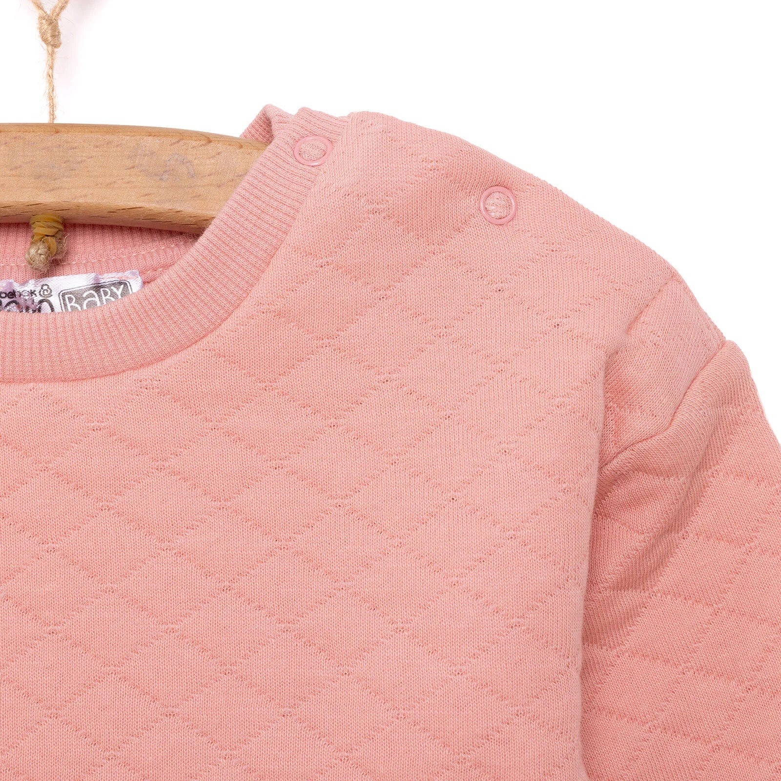 HelloBaby Newborn Quilted Sweatshirt-Footed Bottom - Dark Pink - Image 4