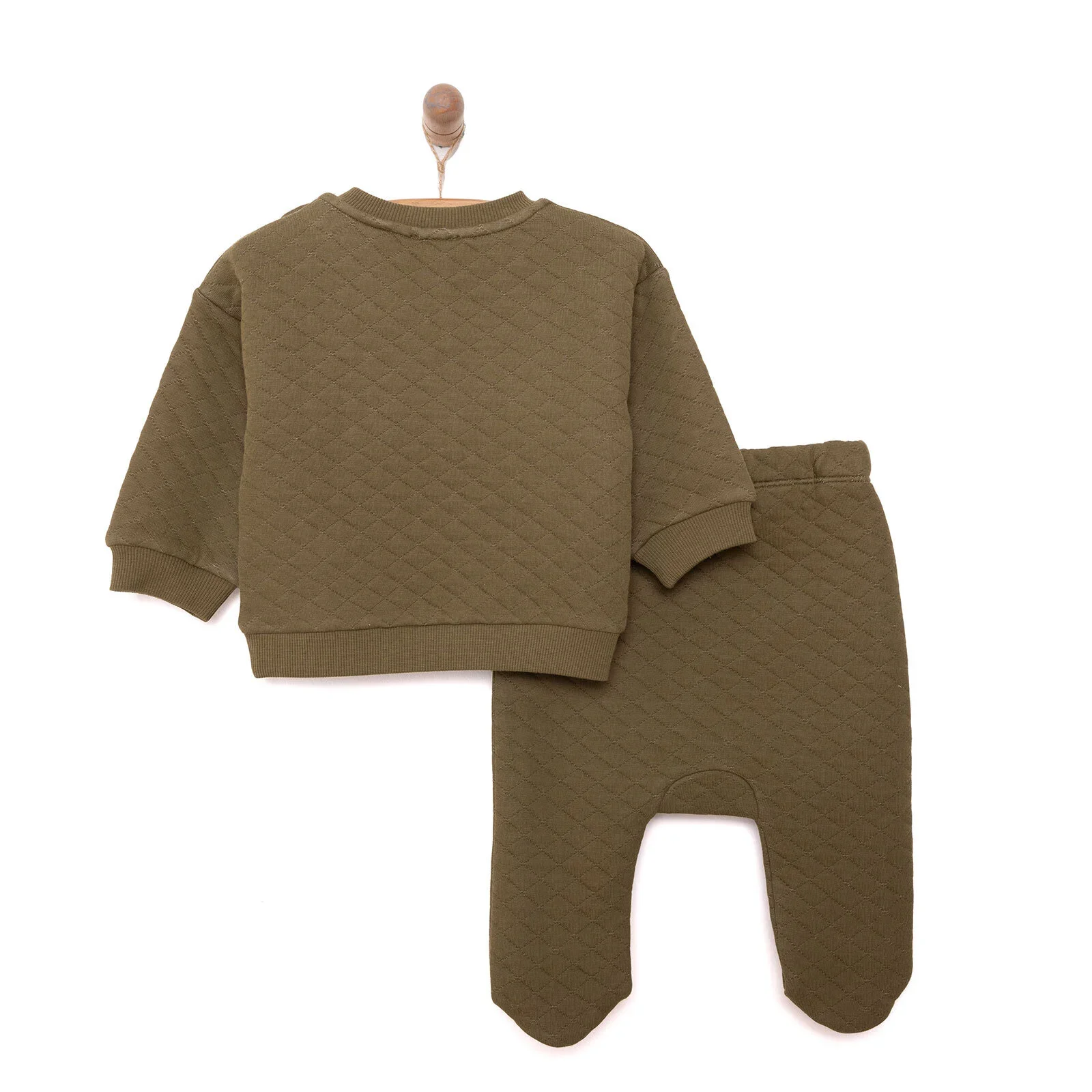 HelloBaby Newborn Quilted Sweatshirt-Footed Bottom - Green - Image 2