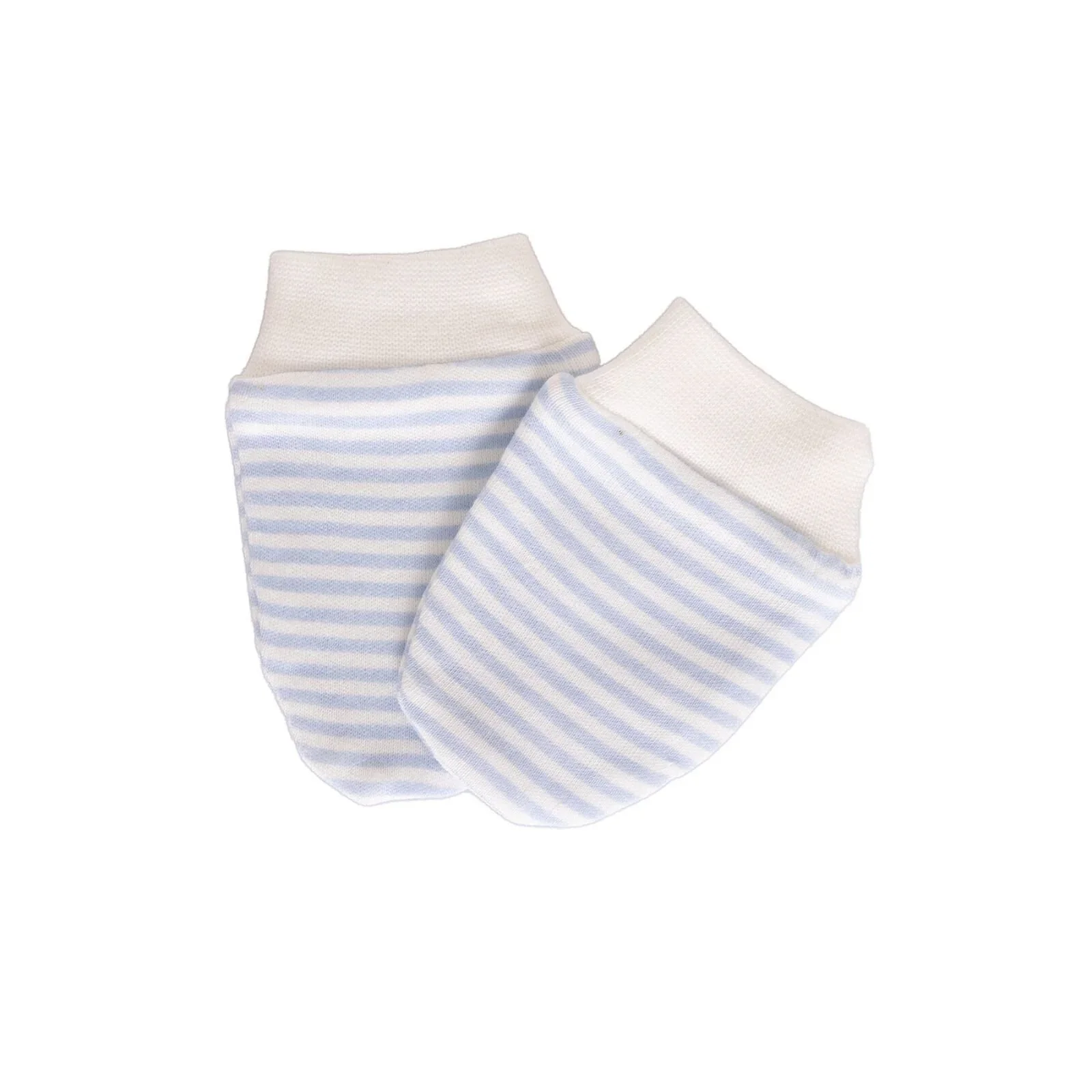 HelloBaby Newborn Striped-Straight Mittens - Blue - Image 3