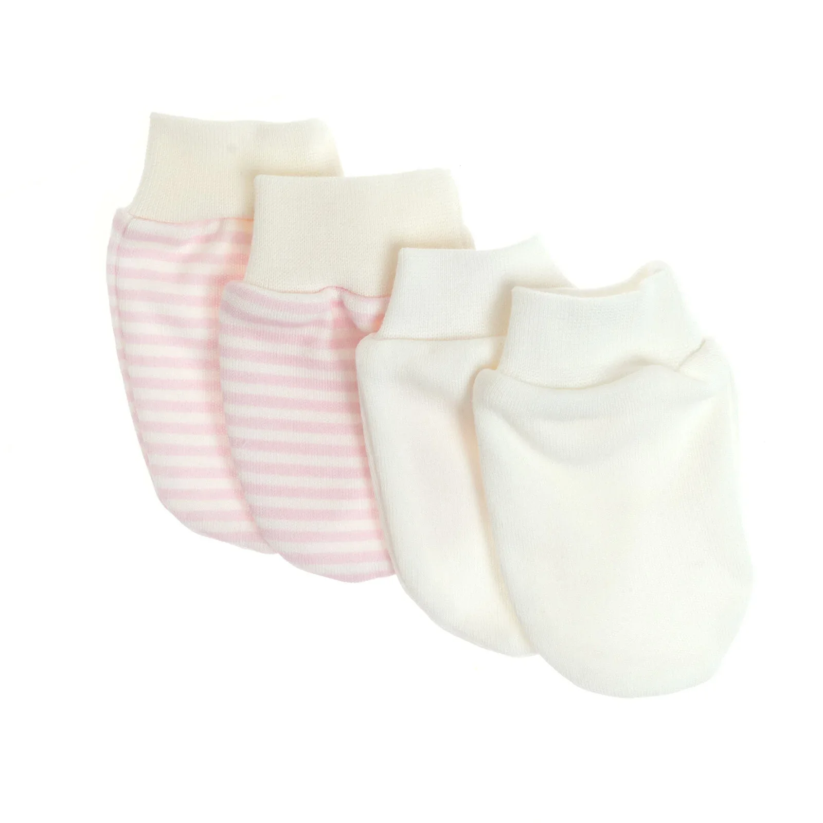 HelloBaby Newborn Striped-Straight Mittens - Pink - Image 2