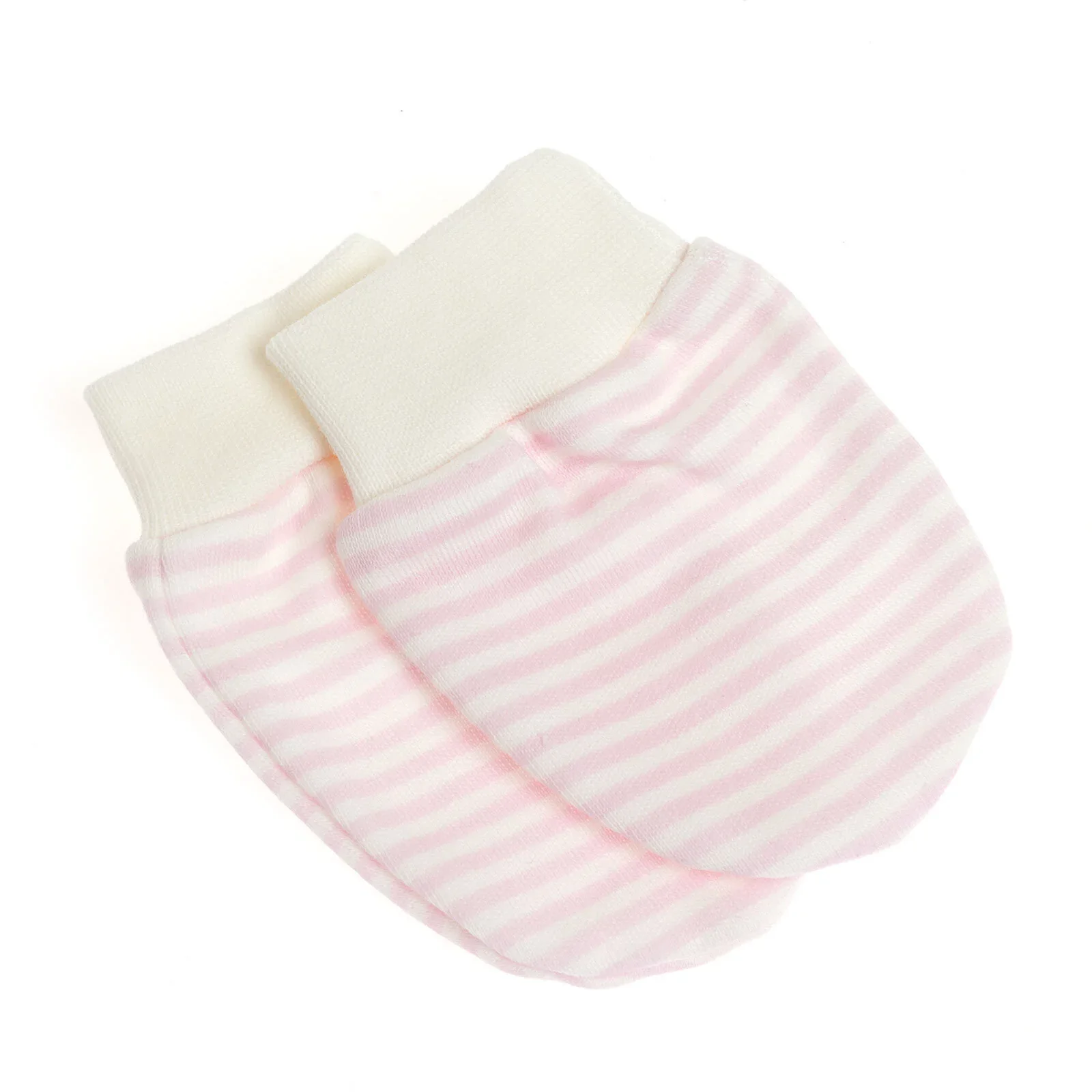 HelloBaby Newborn Striped-Straight Mittens - Pink - Image 3