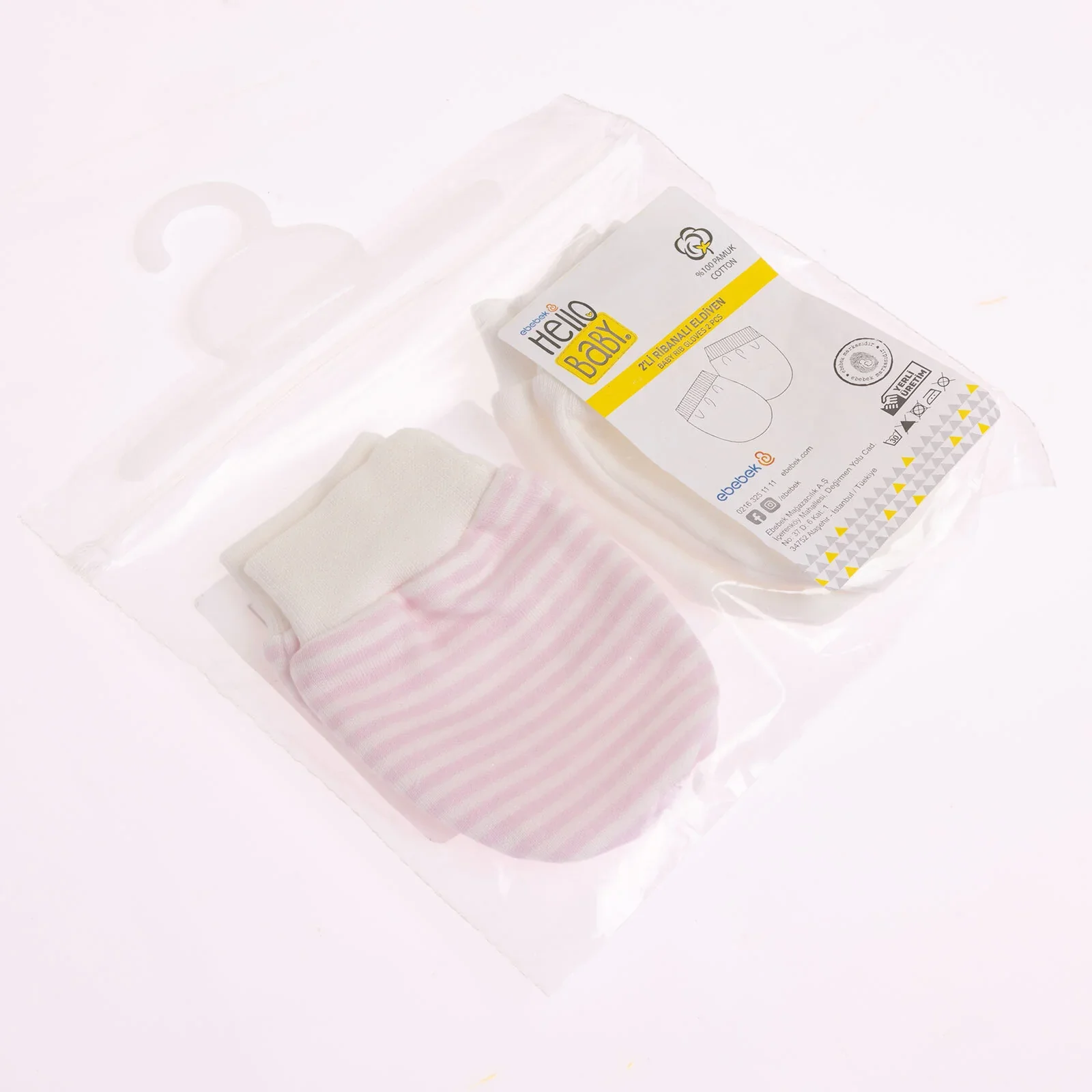 HelloBaby Newborn Striped-Straight Mittens - Pink - Image 6