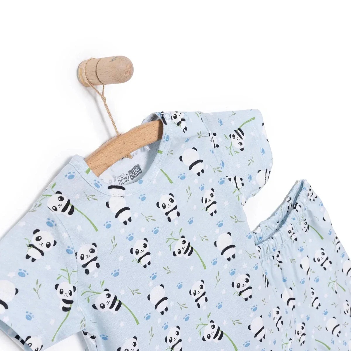 HelloBaby Newborn T-Shirt Shorts - Blue Printed - Image 3