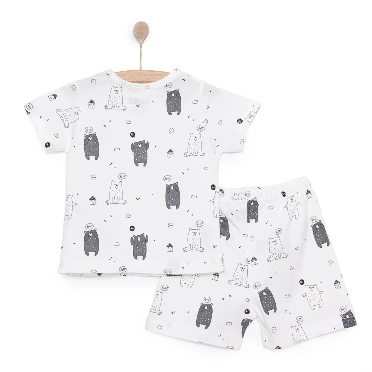 HelloBaby Newborn T-Shirt Shorts - Ecru Printed - Image 2