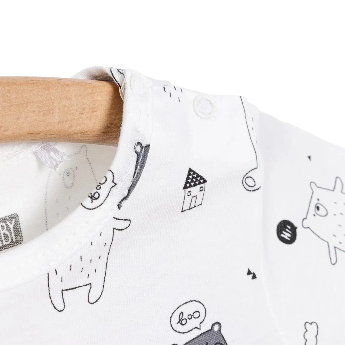 HelloBaby Newborn T-Shirt Shorts - Ecru Printed - Image 4