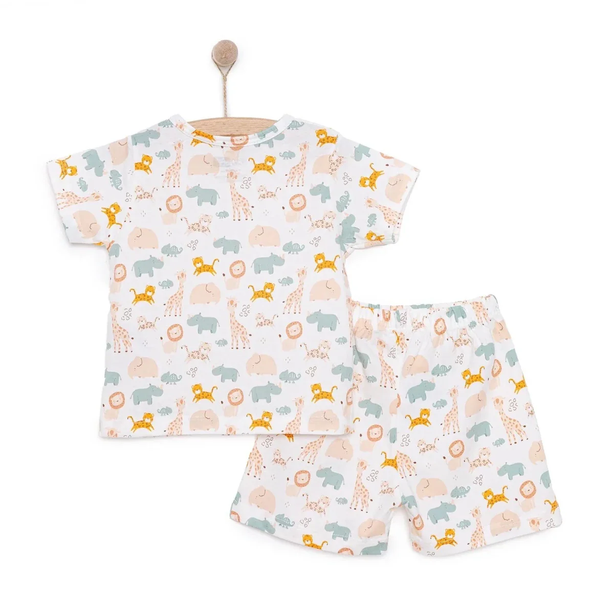 HelloBaby Newborn T-Shirt Shorts - Ecru Printed - Image 2