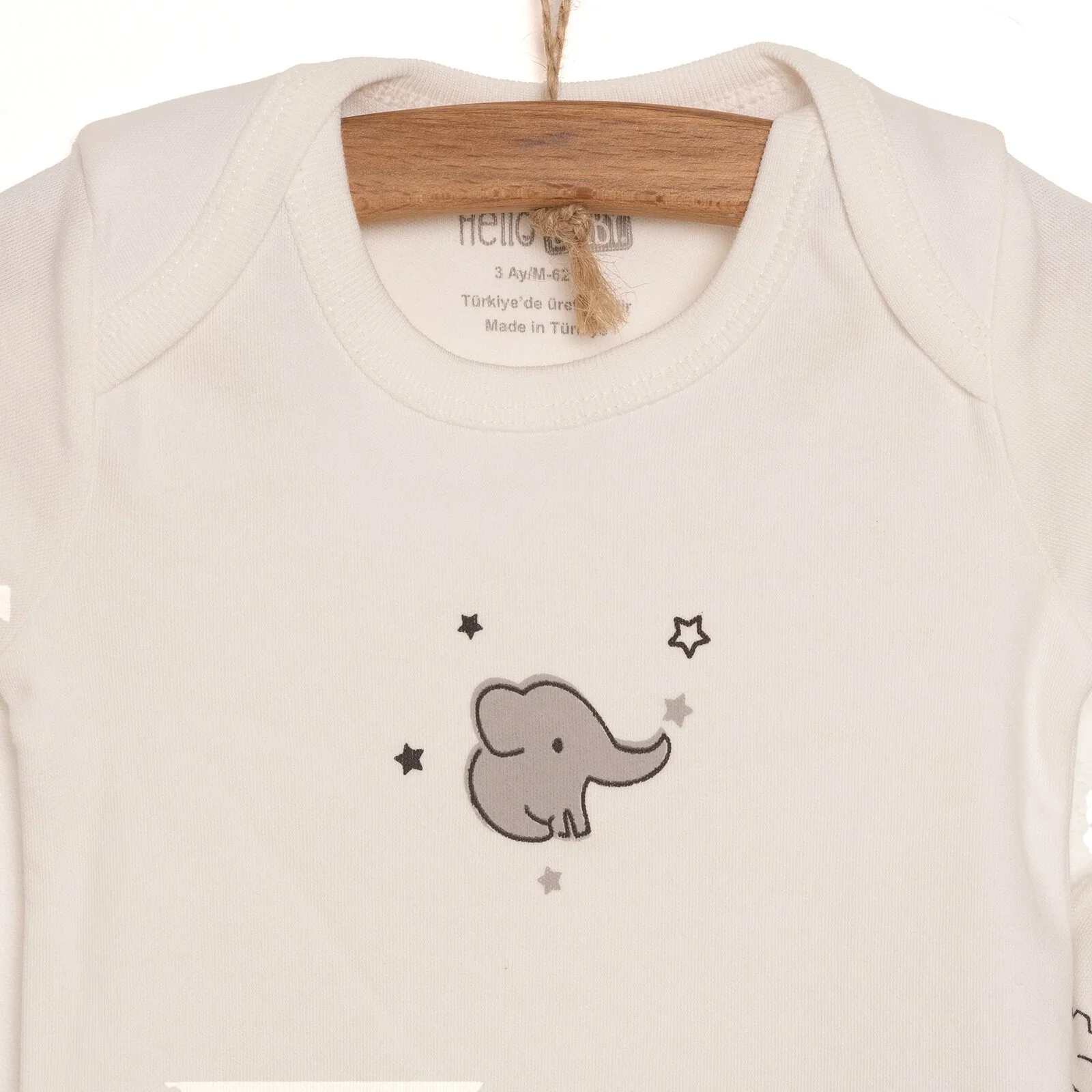 HelloBaby Newborn Unisex Baby Footed Jumpsuit - Body -Hat - Ecru - Image 3