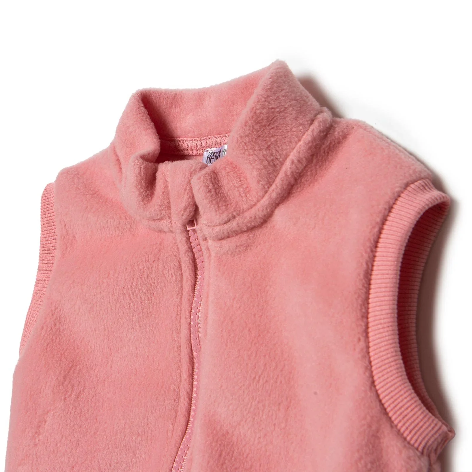Baby Girl Fleece Waistcoat High Neck - Light Rose - Image 4