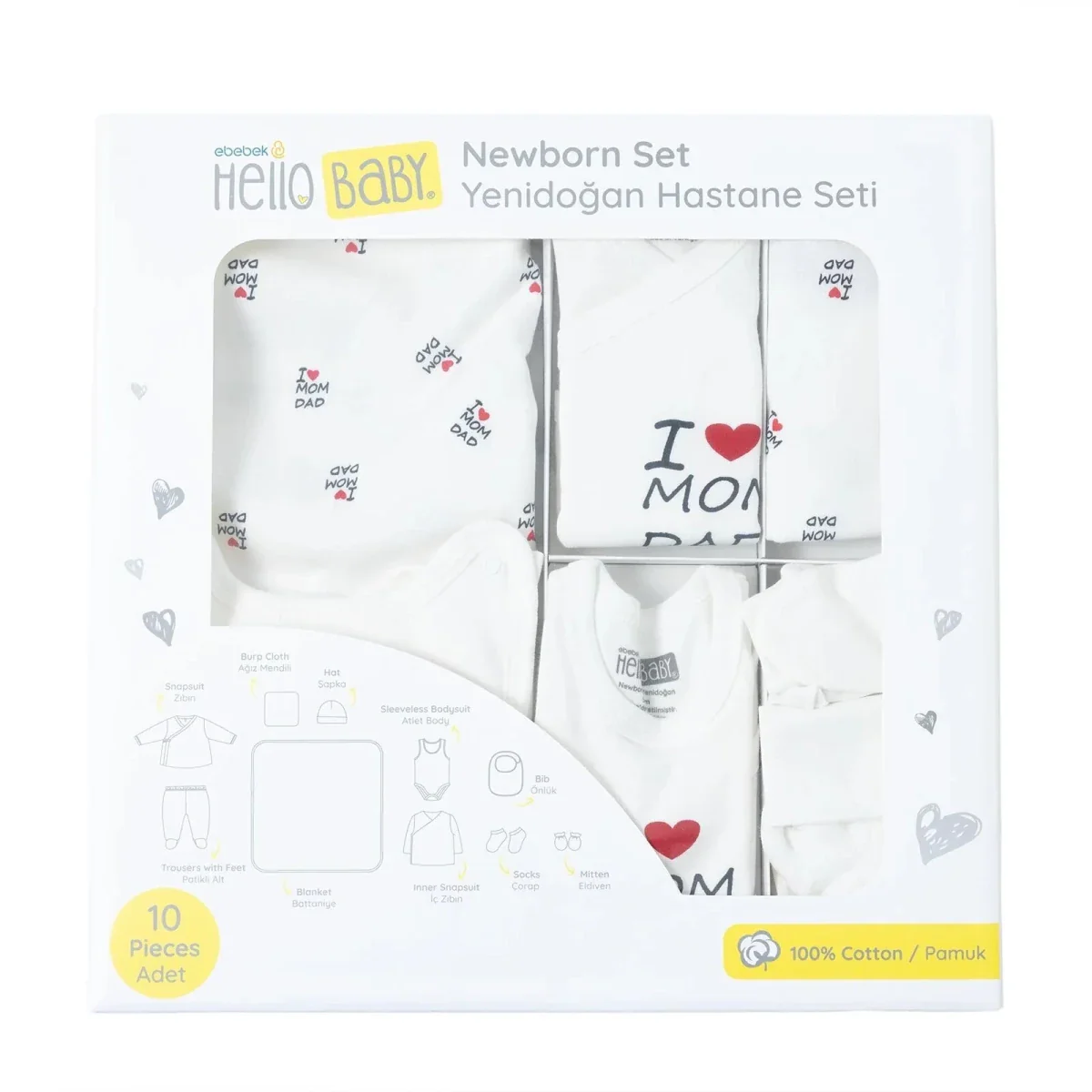 HelloBaby Unisex 100% Cotton 10-Piece Hospital Gift Set - Ecru - Image 12