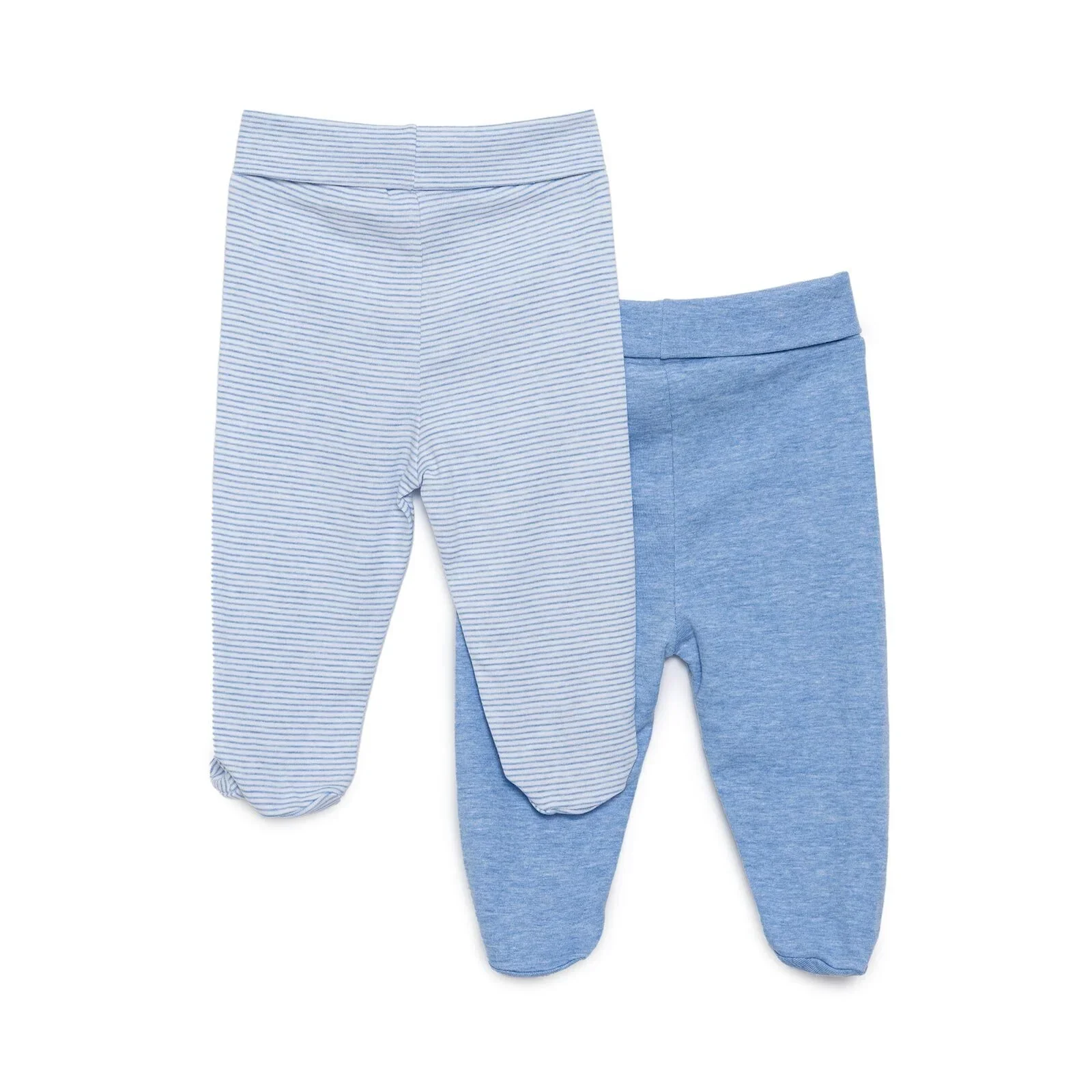 HelloBaby Unisex 2 Piece Footed Bottom - Blue - Image 2