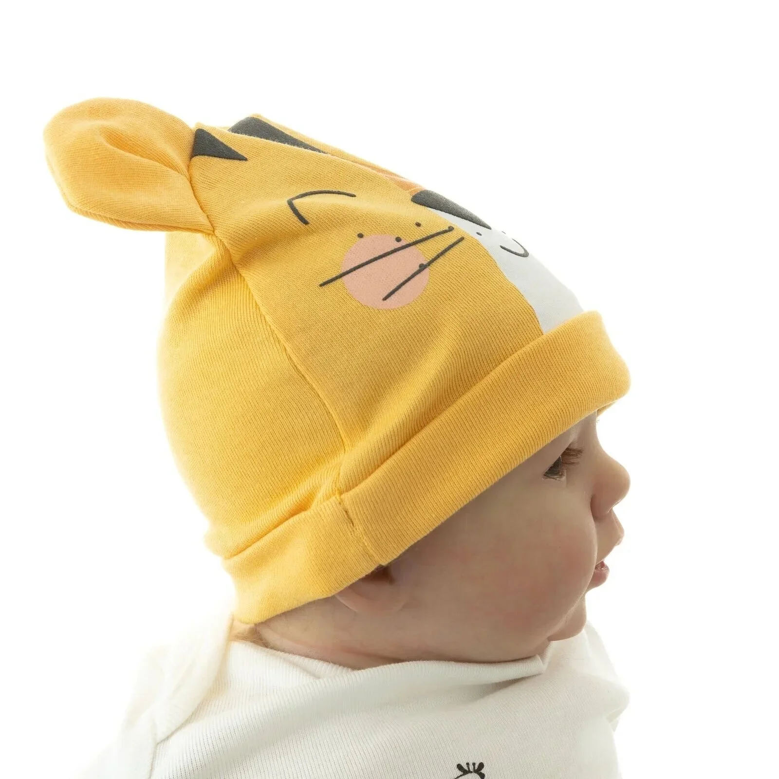 HelloBaby 100% Cotton Newborn Hat - Yellow - Image 4