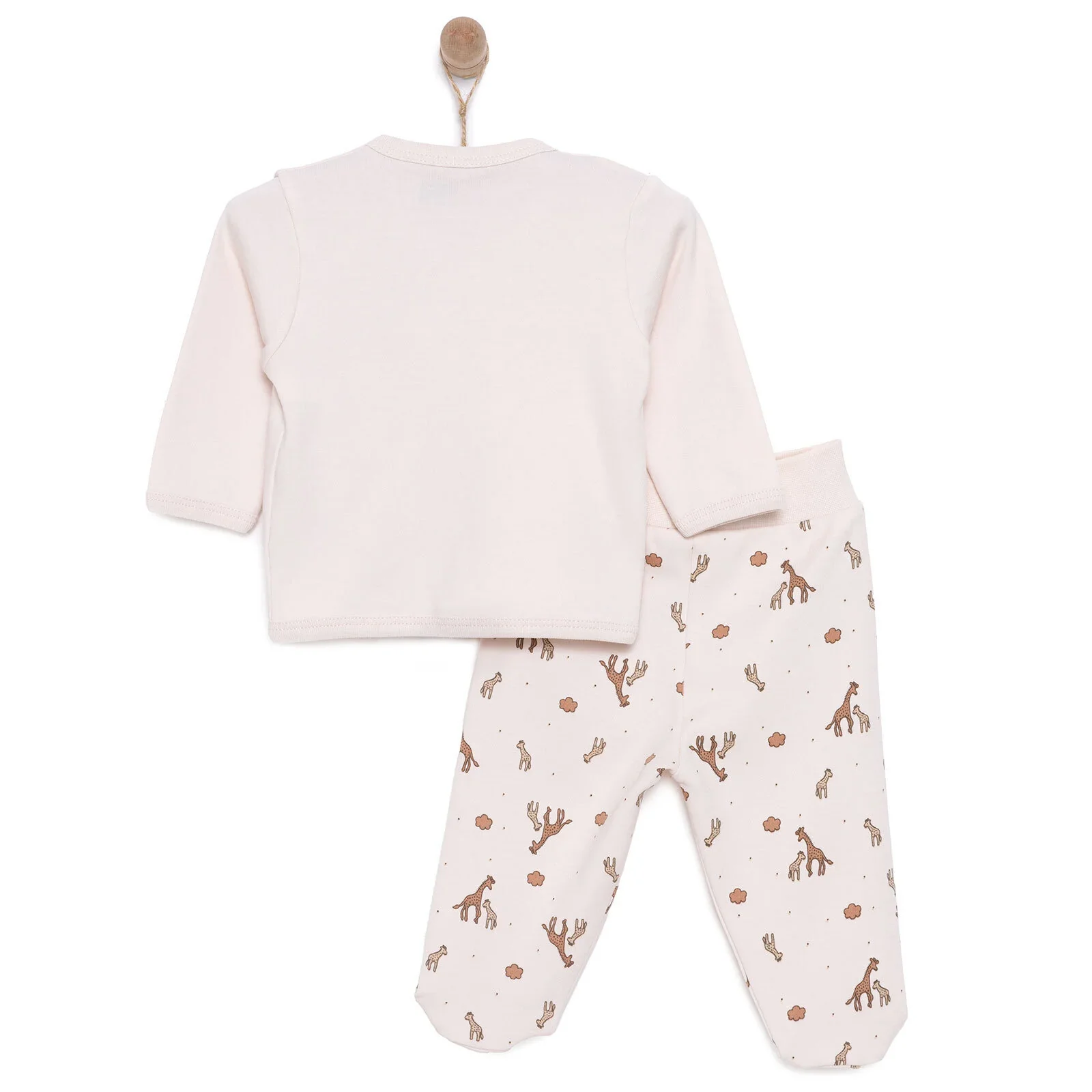 HelloBaby Unisex Wrapover Top-Footed Bottom - Beige - Image 2