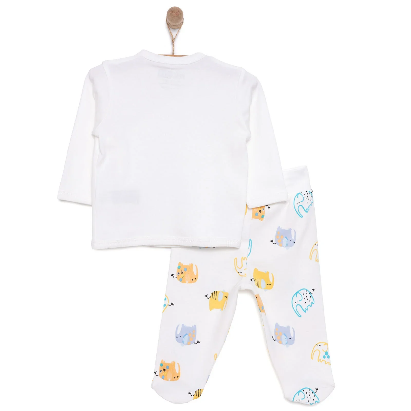 HelloBaby Unisex Wrapover Top-Footed Bottom - Ecru - Image 2