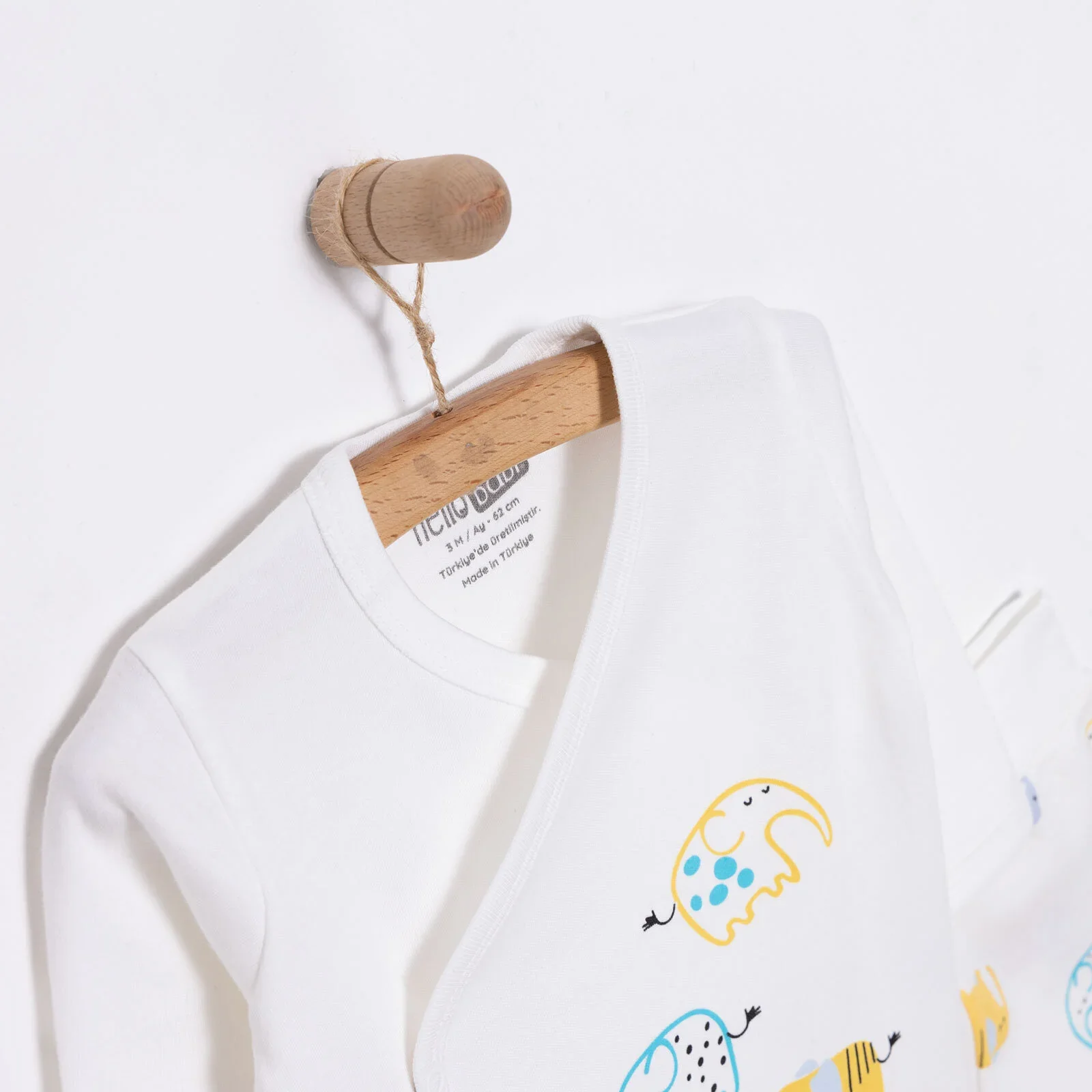HelloBaby Unisex Wrapover Top-Footed Bottom - Ecru - Image 3
