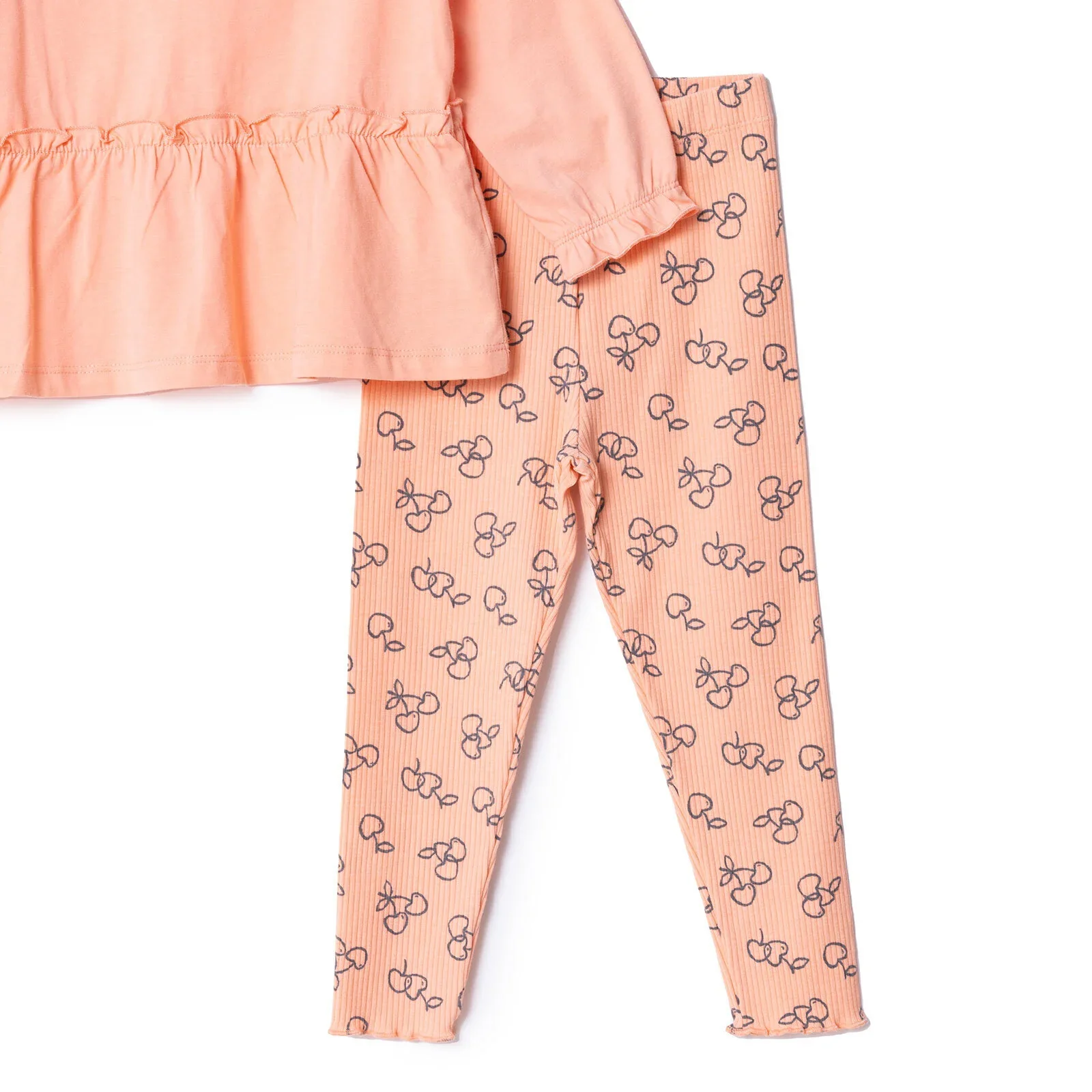 HelloBaby Winter Cherry Blouse-Leggings - Salmon - Image 4