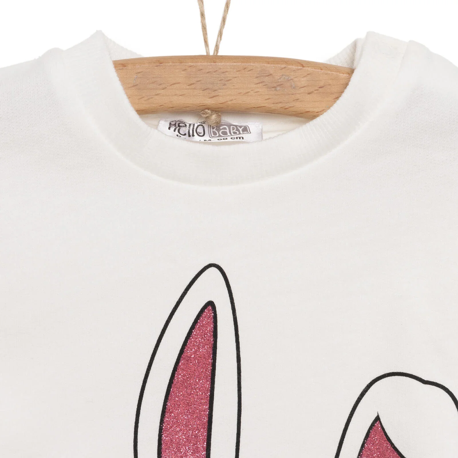 HelloBaby Baby Girl Rabbit Printed Sweatshirt - Ecru - Image 4