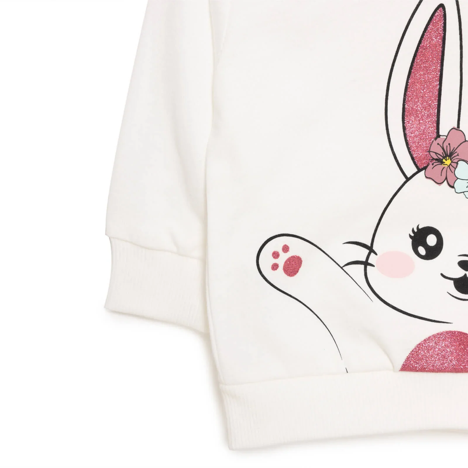 HelloBaby Baby Girl Rabbit Printed Sweatshirt - Ecru - Image 5