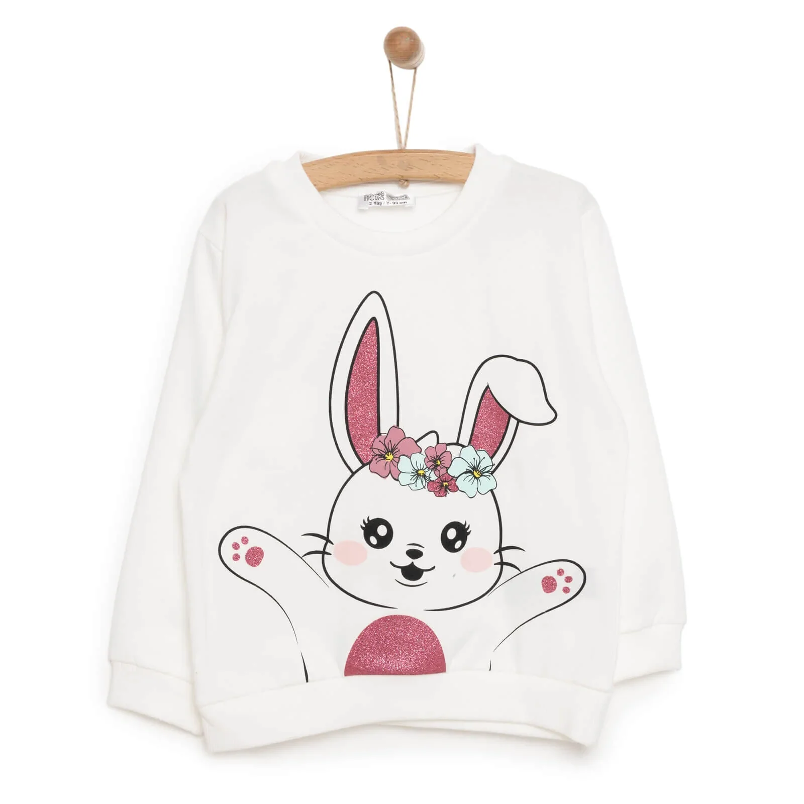HelloBaby Baby Girl Rabbit Printed Sweatshirt - Ecru - Image 9