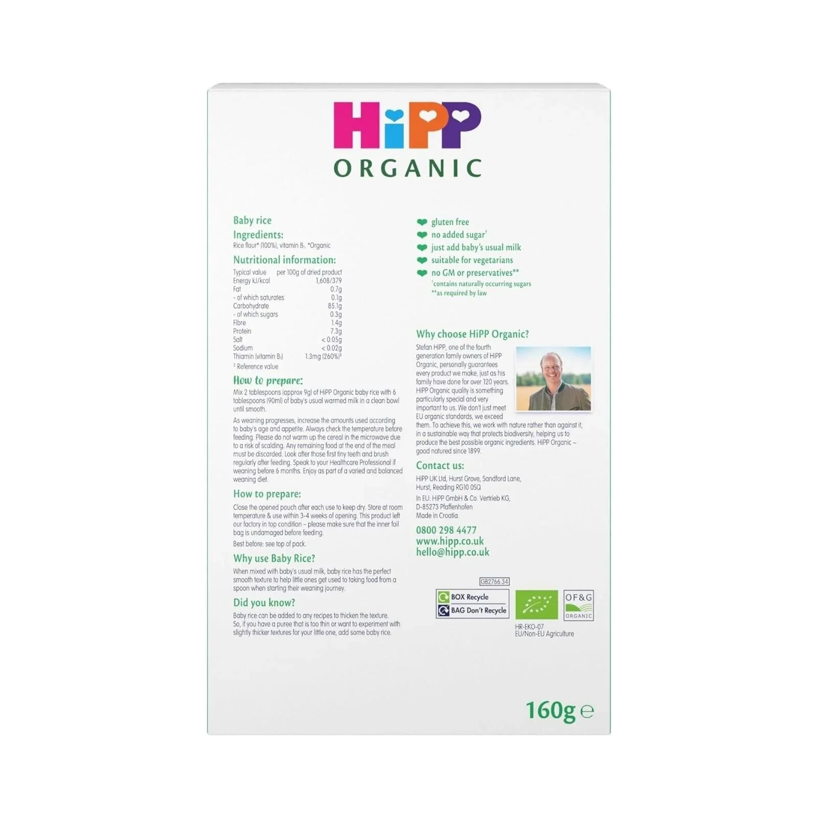 HiPP Organic 100% Baby Rice 6+ months 160g - Image 5