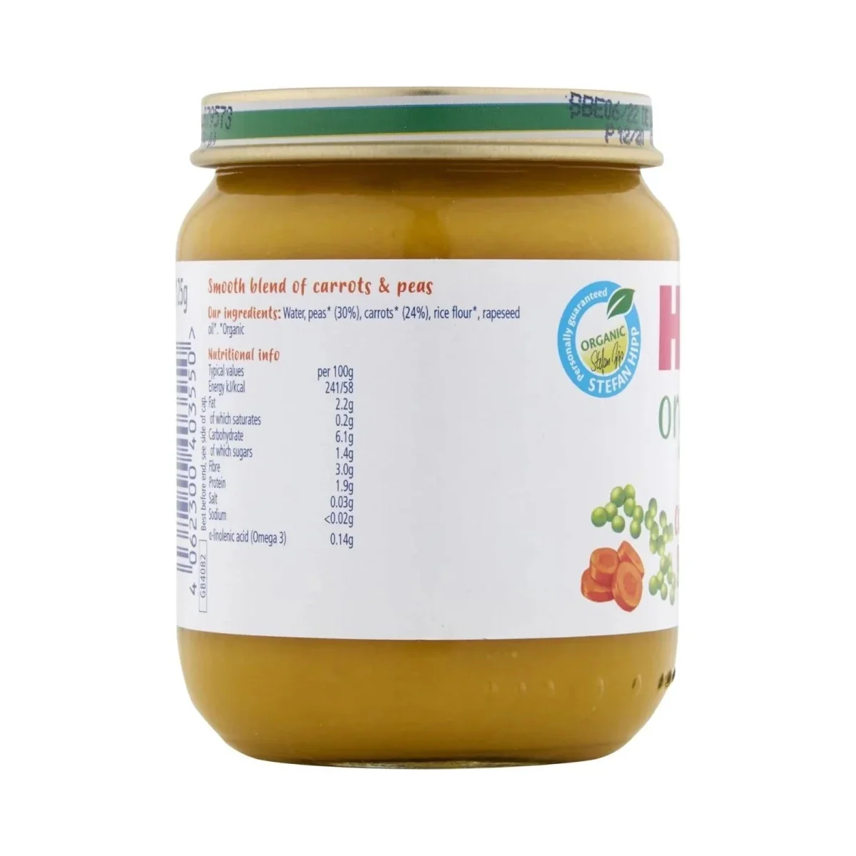 HiPP Organic Carrots & Peas Jar 6+ months 125g - Image 6