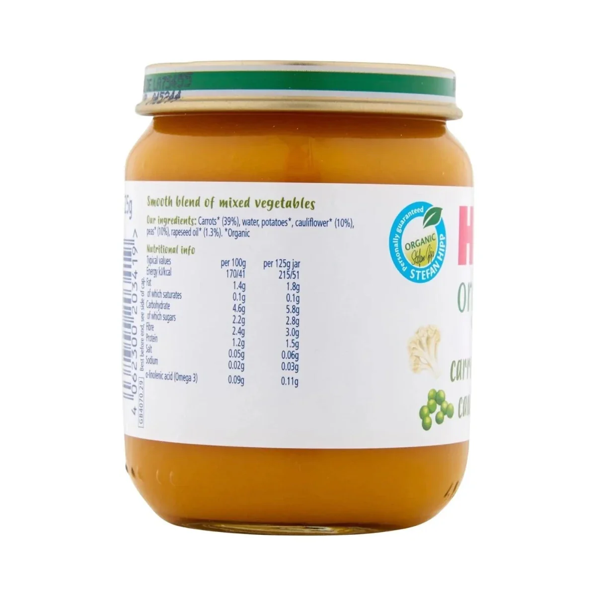 HiPP Organic Carrots Peas & Cauliflower Jar 6+ months 125g - Image 6