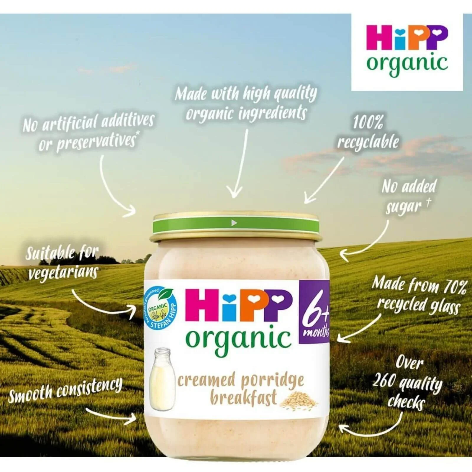 HiPP Organic Creamed Porridge Breakfast Baby Food Jar 6+ months 125g - Image 3