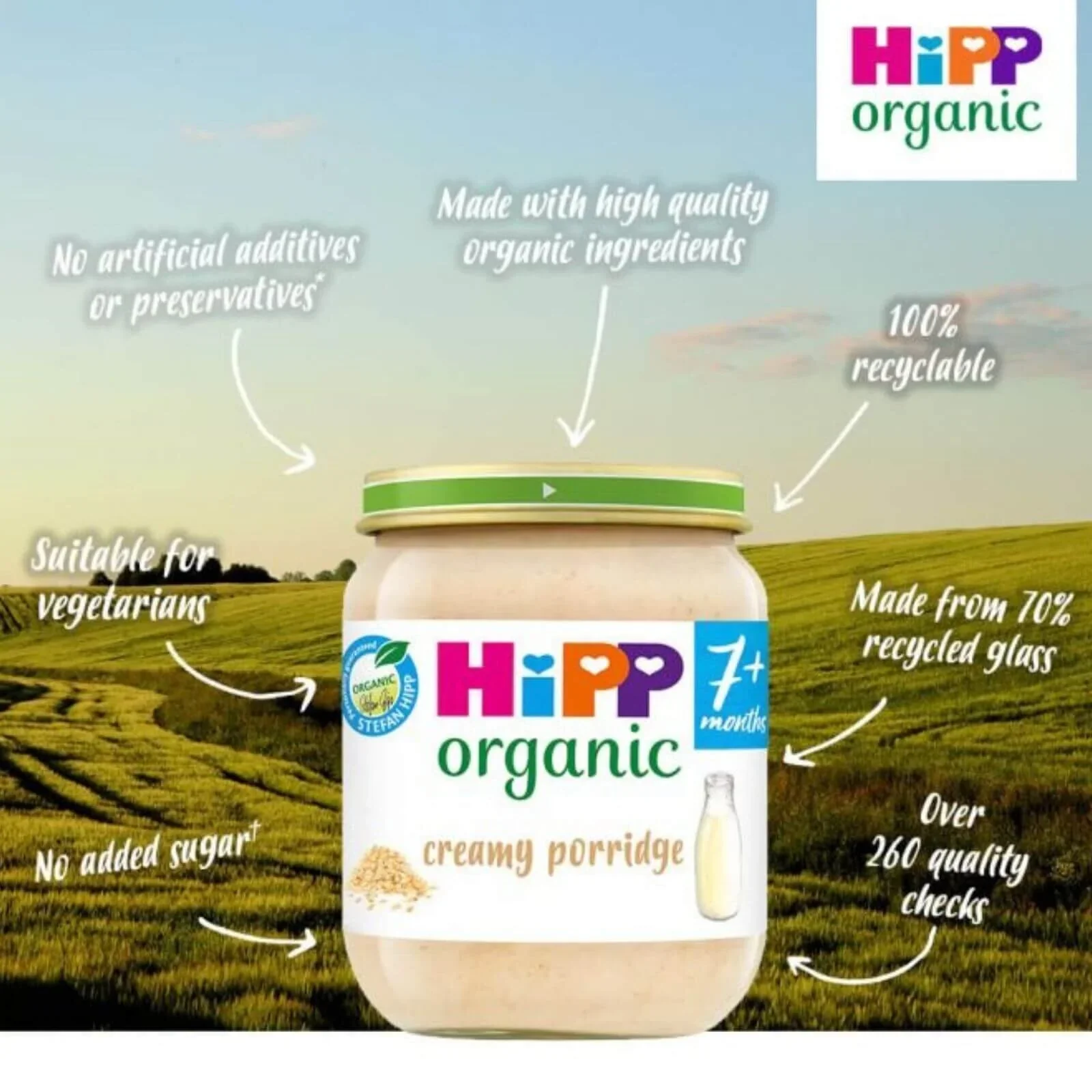 HiPP Organic Creamy Porridge Baby Food Jar 7+ months 160g - Image 3