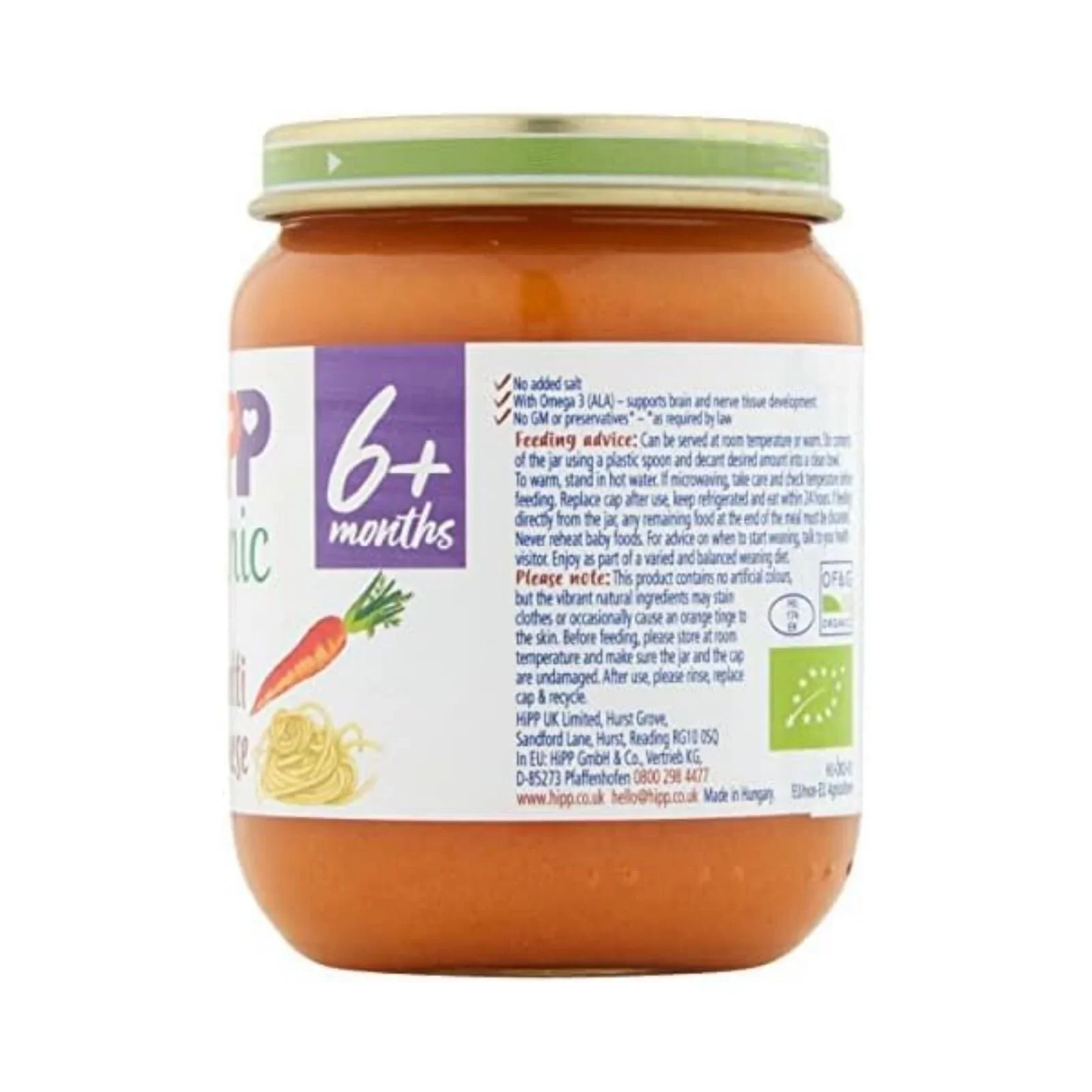 HiPP Organic Spaghetti Bolognese Baby Food Jar 6+ months 125g - Image 2