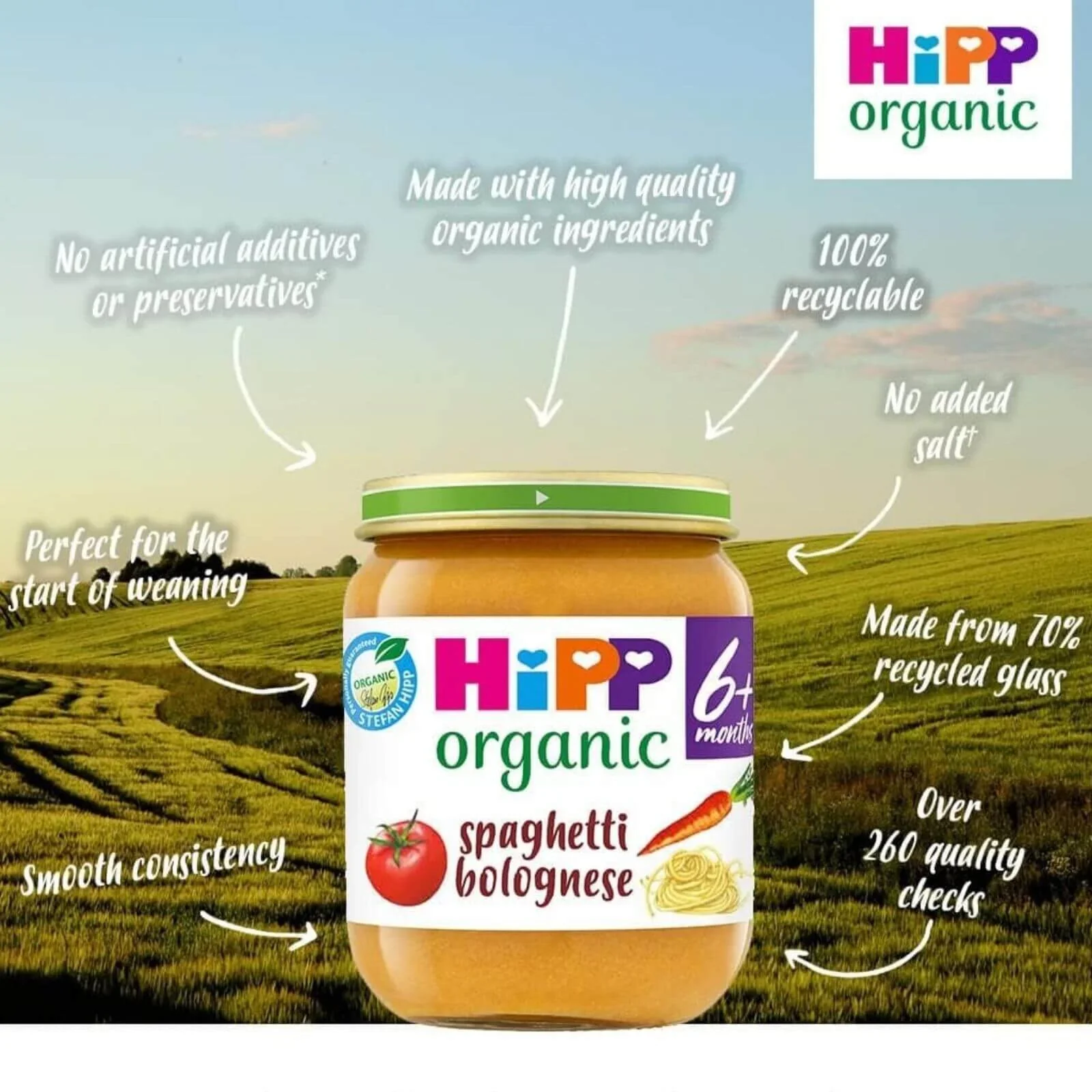 HiPP Organic Spaghetti Bolognese Baby Food Jar 6+ months 125g - Image 4