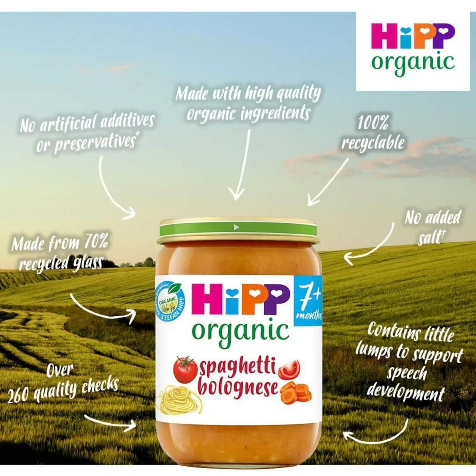 HiPP Organic Spaghetti Bolognese Baby Food Jar 7+ months 190g - Image 3