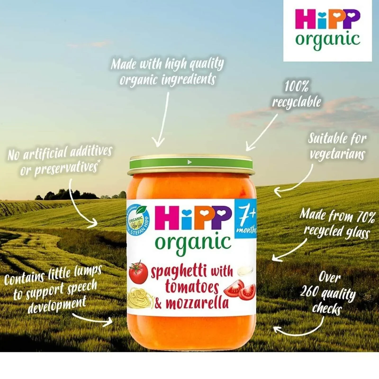 HiPP Organic Spaghetti with Tomatoes & Mozzarella Baby Food Jar 7+ months 190g - Image 4