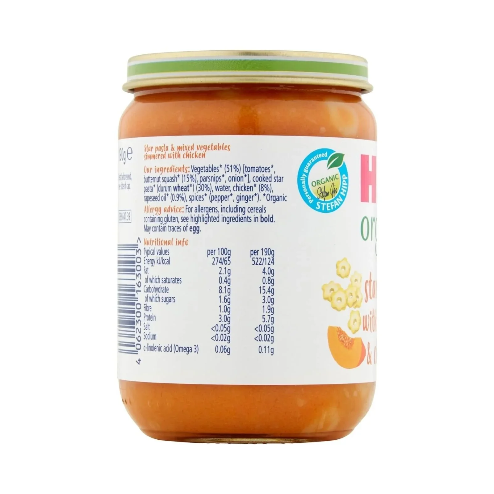 HiPP Organic Star Pasta with Squash & Chicken Baby Food Jar 7+ months 190g - Image 2