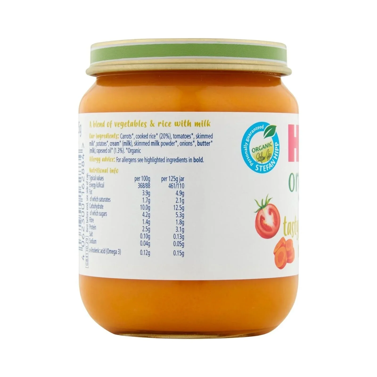 HiPP Organic Tasty Vegetable Risotto Baby Food Jar 6+ months 125g - Image 2