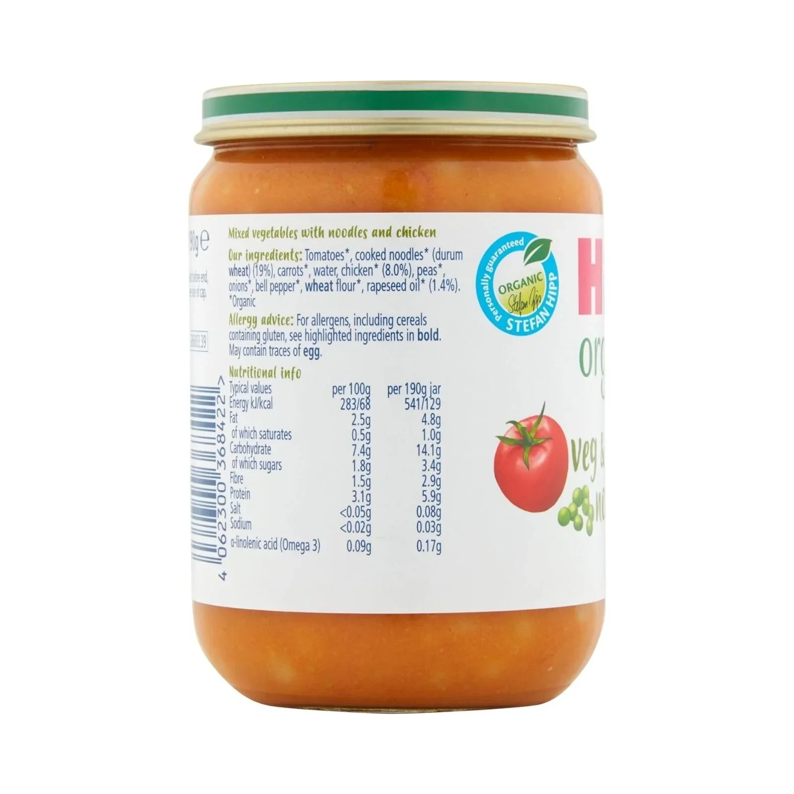 HiPP Organic Vegetables & Chicken Noodles Baby Food Jar 7+ months 190g - Image 2